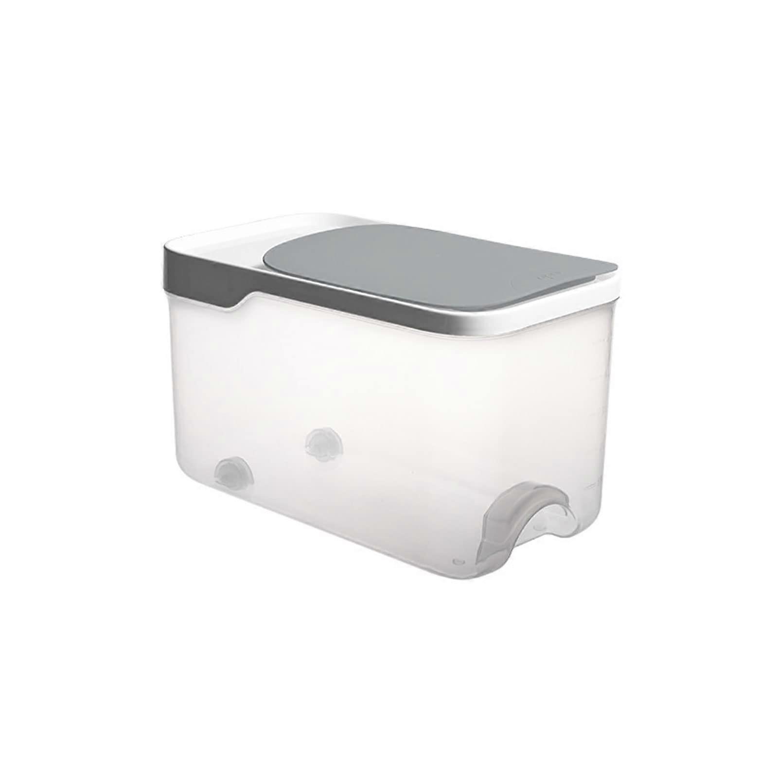 Airtight Large Capacity Grain Storage Container with Wheels, Multifunctional Food Storage Bin for Rice, Flour, Oatmeal, Beans, Gray S