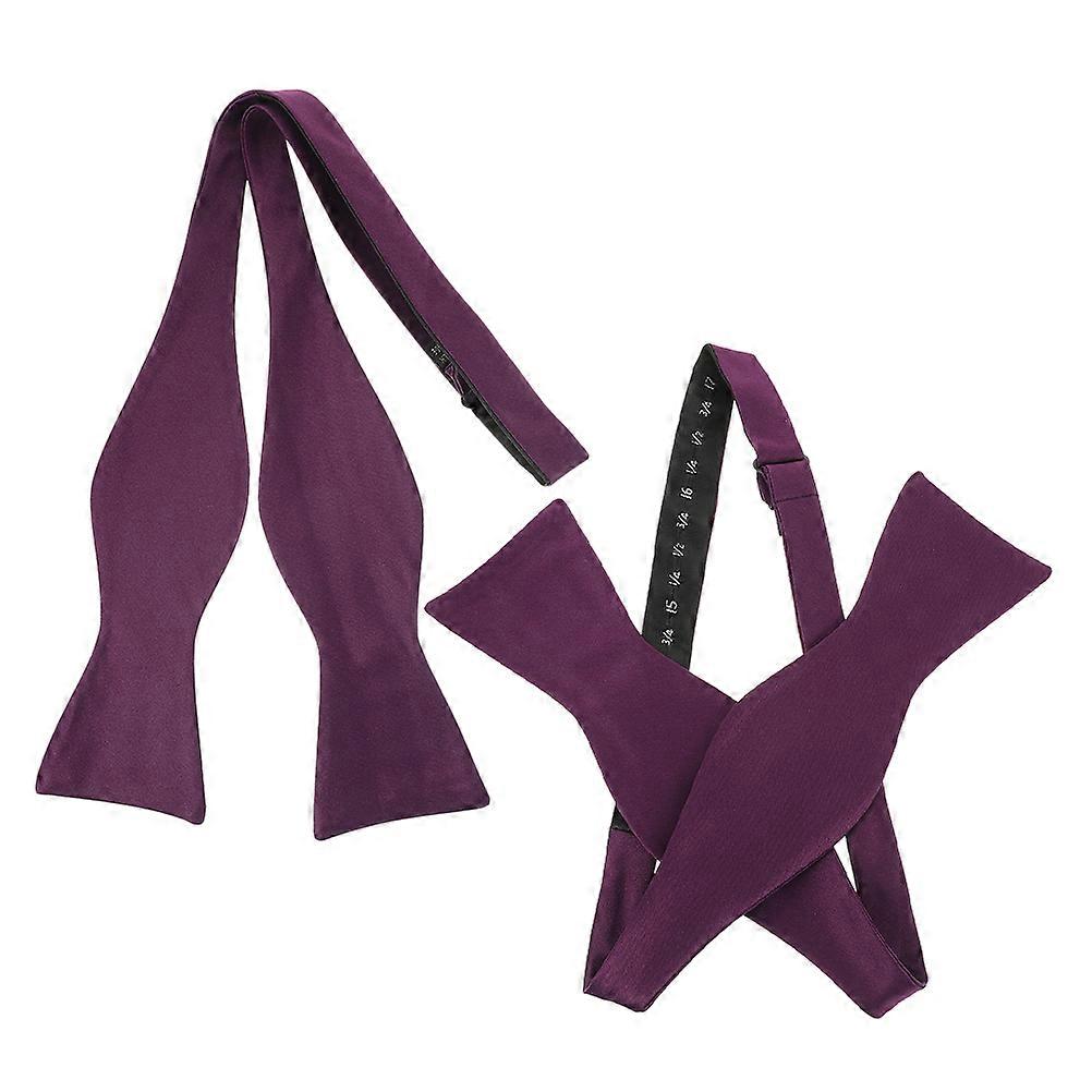 Purple Men Solid Color Bow Tie for Weddings 6Pcs Adjustable Self Tie Set