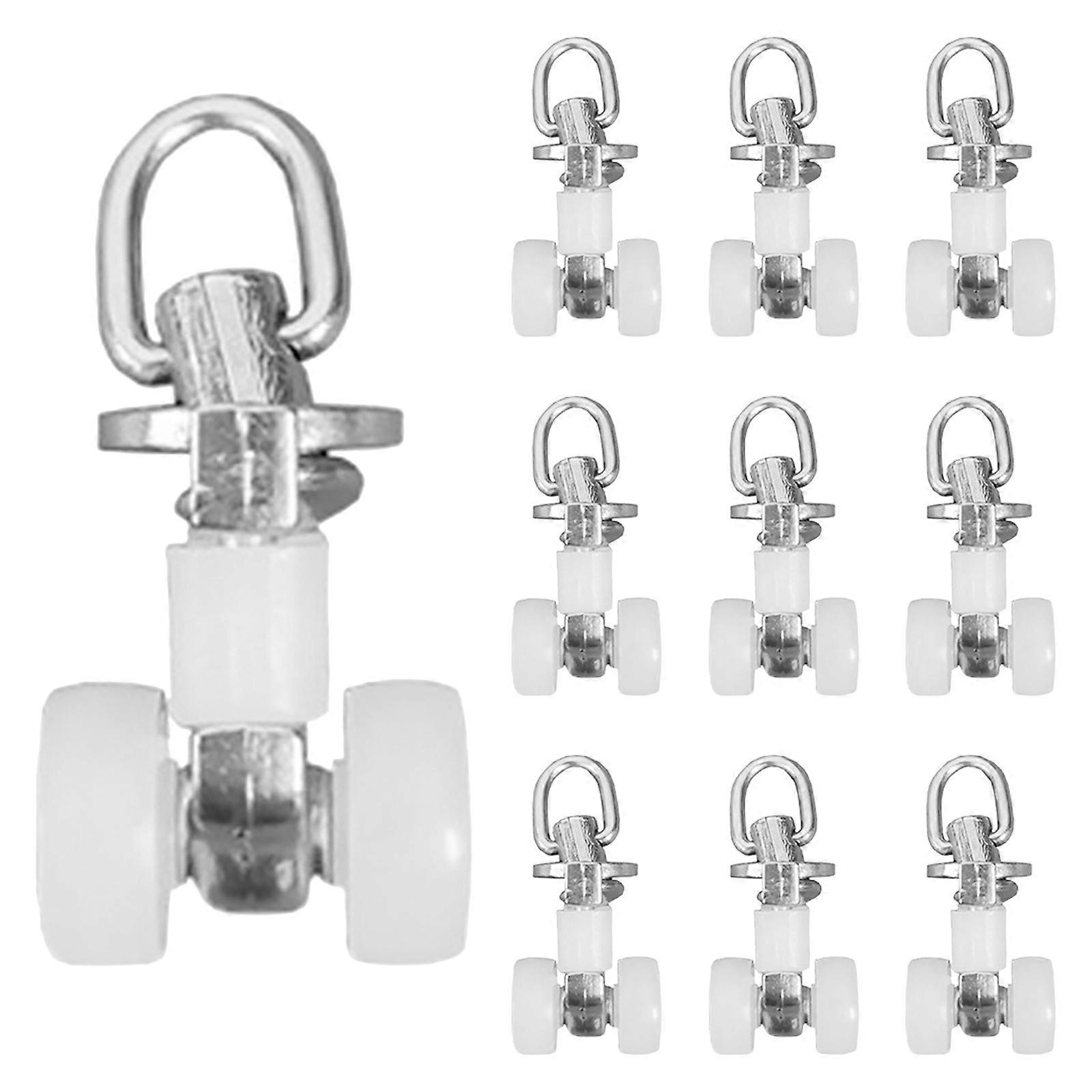 Curtain Rail Pulleys Runners 20Pcs Quiet Operation Double Wheel Rollers For Drapes Sheers Valances Used In Home And Business