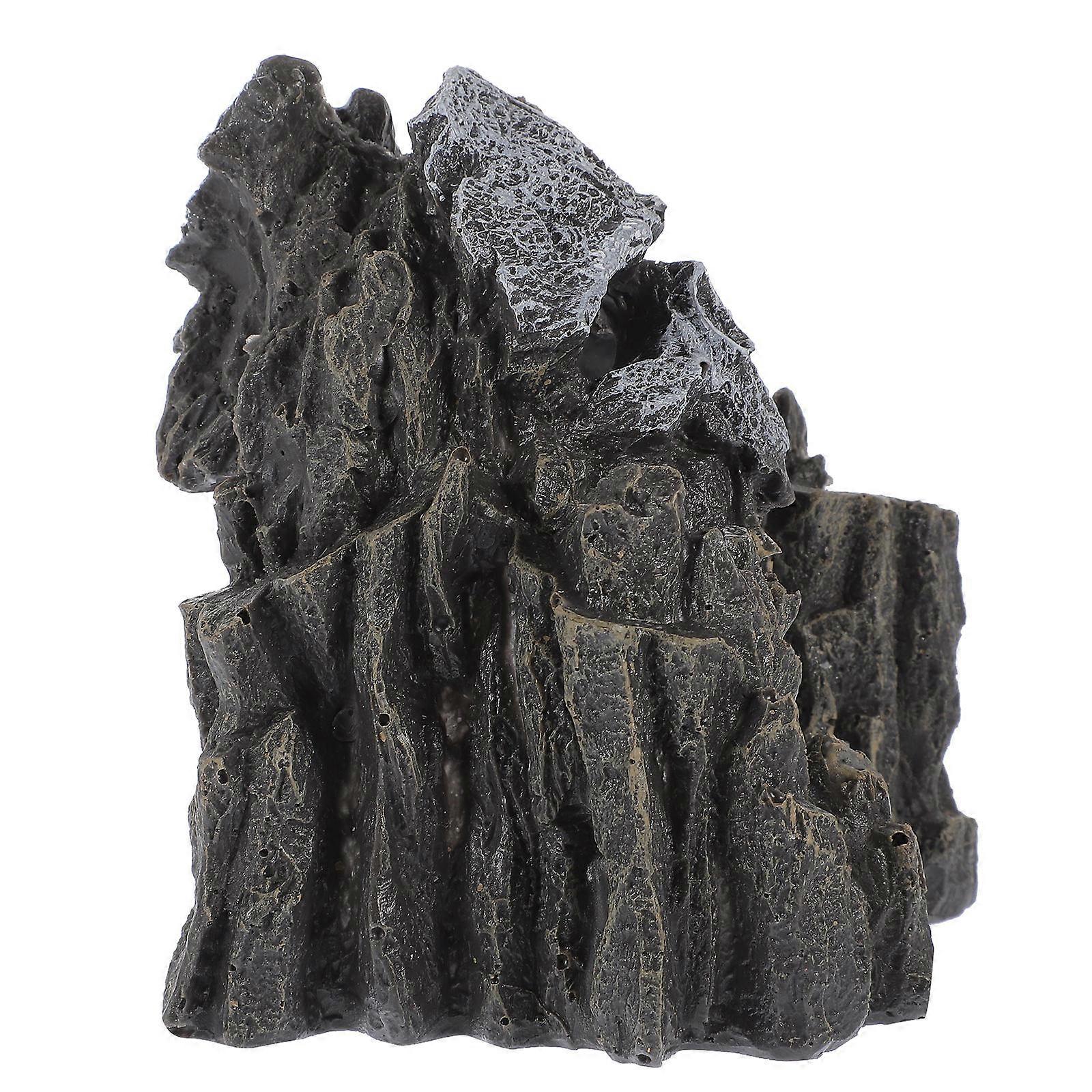 Fish Tank 5Pcs Layout Aquarium Decor Artificial Cave Shape Hideout Ideal For Turtle Habitats And Reptile Enclosures With Grey Resin Finish