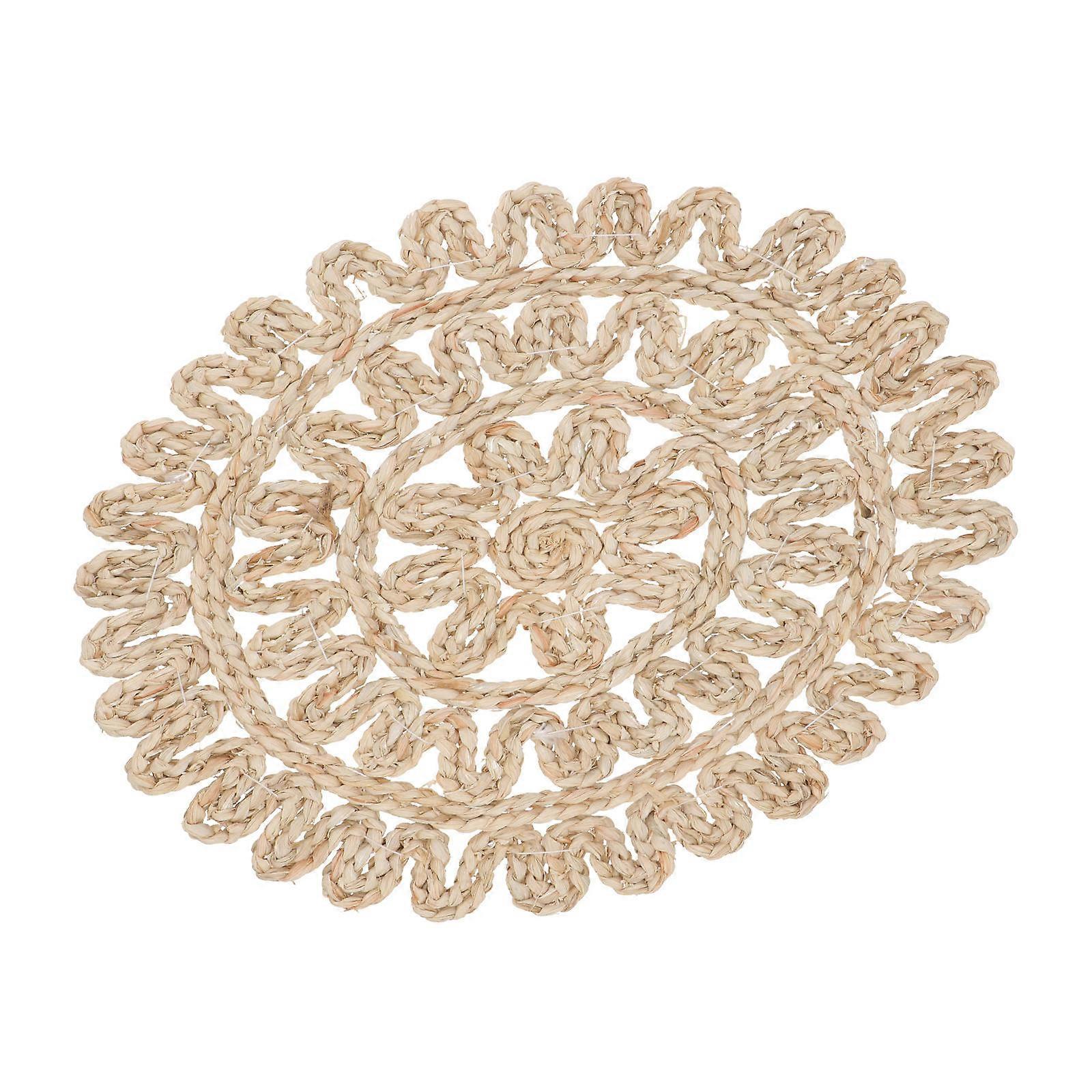 Grass Woven Cup Pads Round Coasters for Heat Insulation 3Pcs