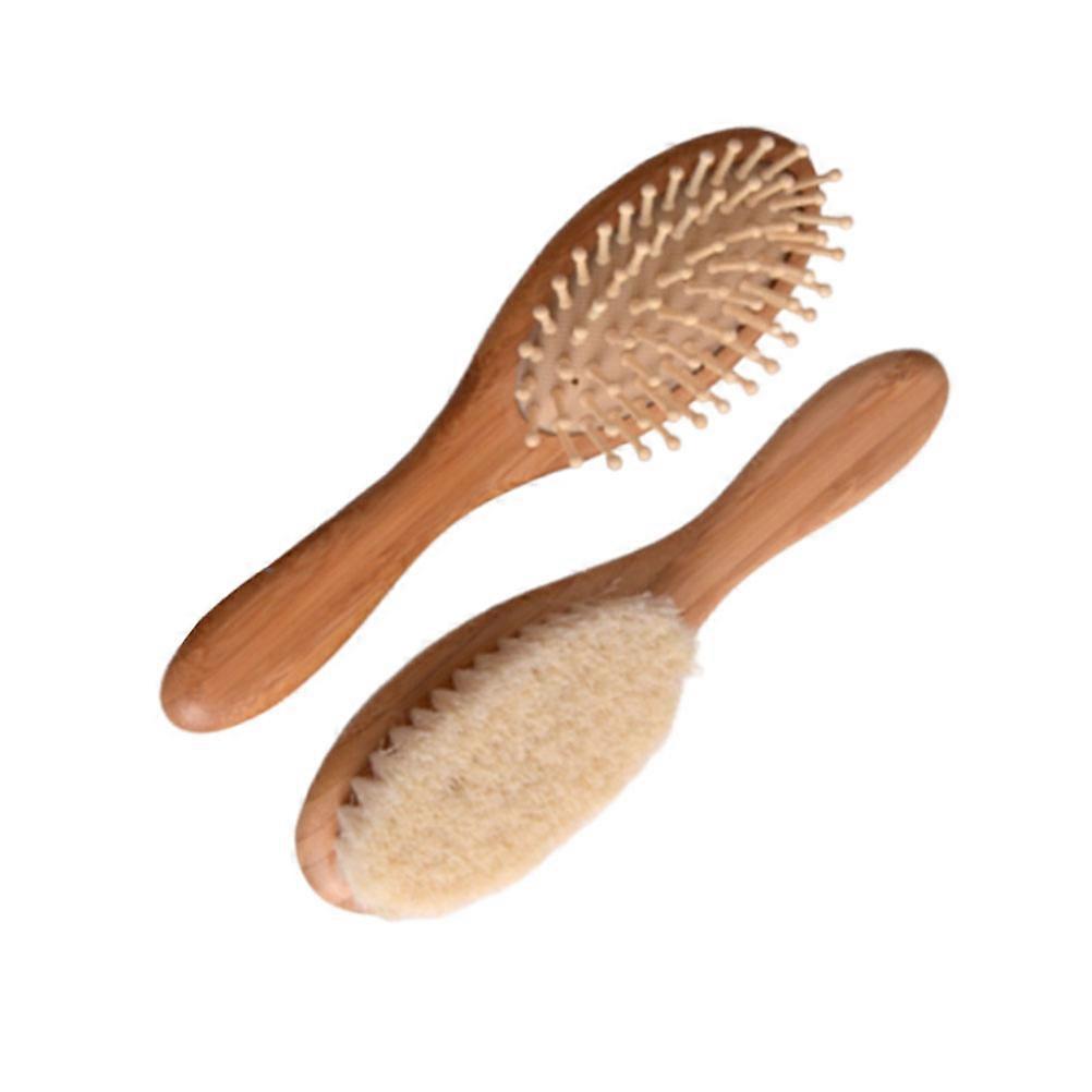 Baby Hair Brush and Comb Set for Bath Cleaning 1Set Bamboo Material