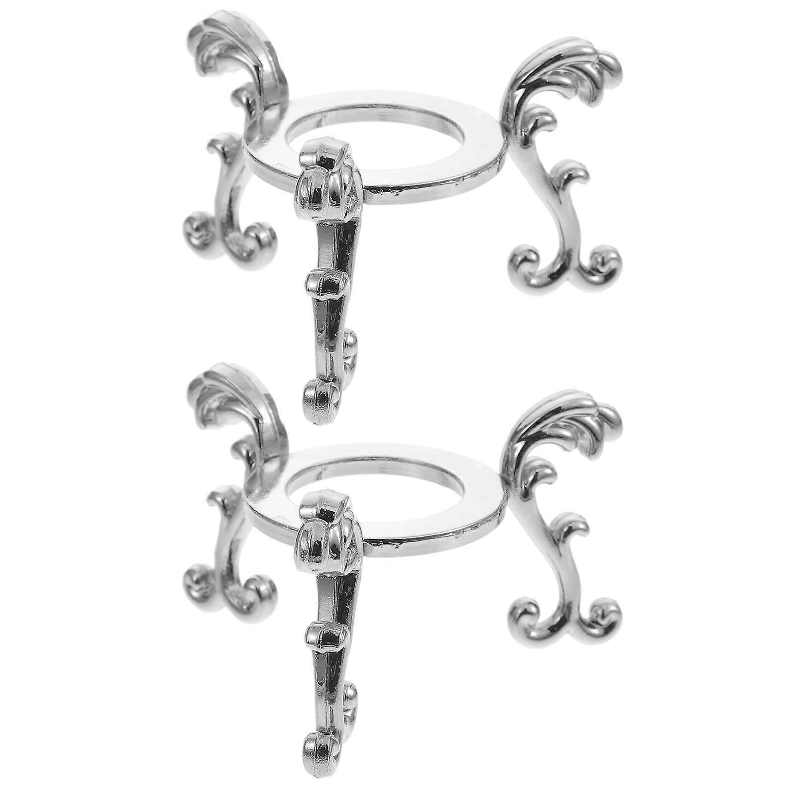 Silver Iron Mineral Stone Crystal Balls Base for Display 2Pcs Creative Set