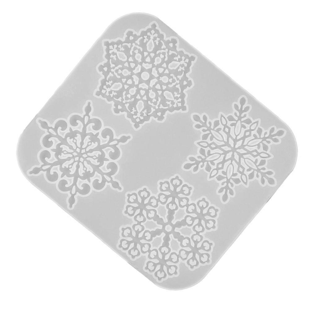 Snowflake Coaster Mold 2Pcs Silicone Cup Pad Making Tray For DIY Hobbyists Home Craft 9.1×8.1×0.6 In