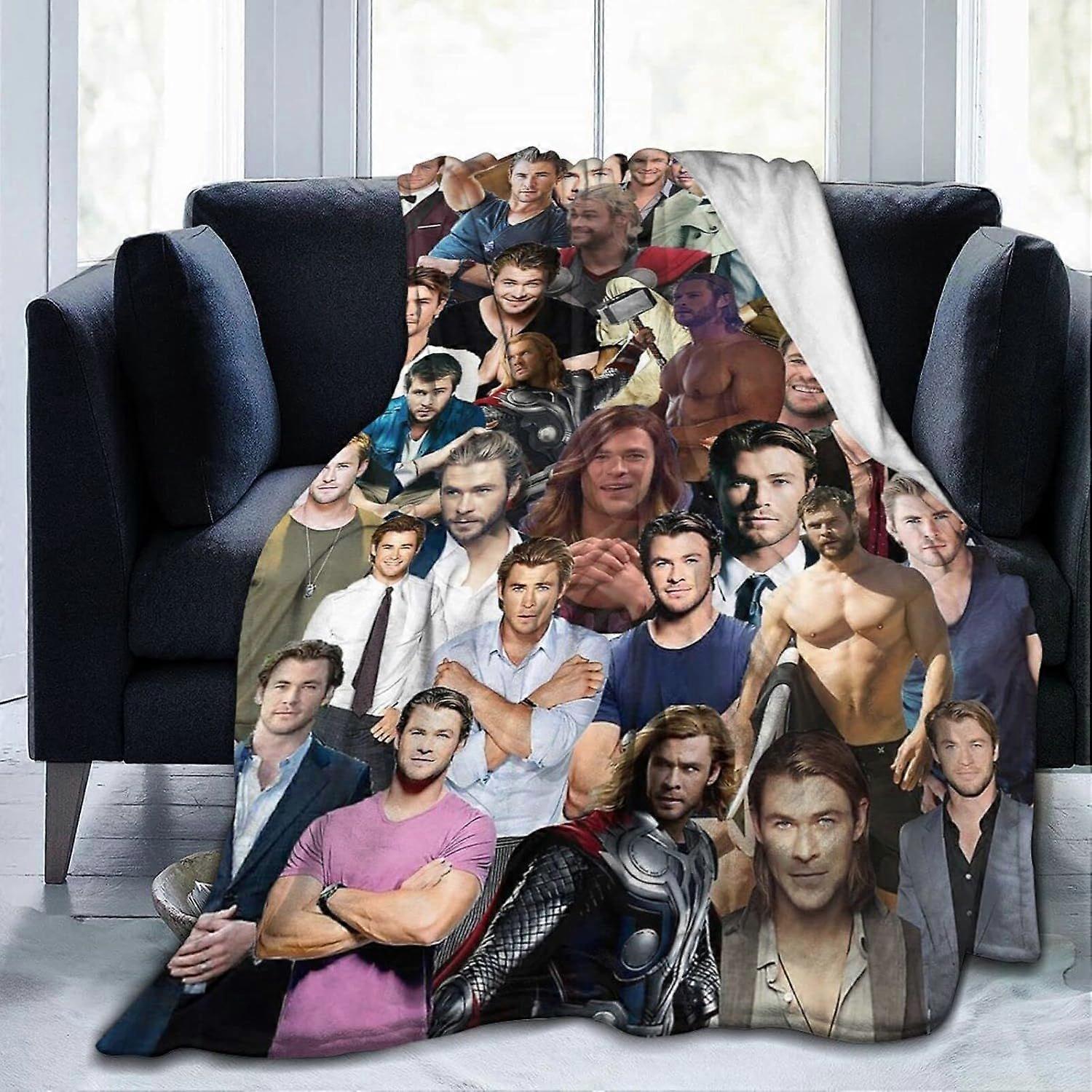 Chris Hemsworth Fleece Throw Blanket, Ultra Soft Mysig Lyx Fuzzy Filt För Bäddsoffa, Lätta Varma Plyschfiltar Sängkläder för hela säsongen