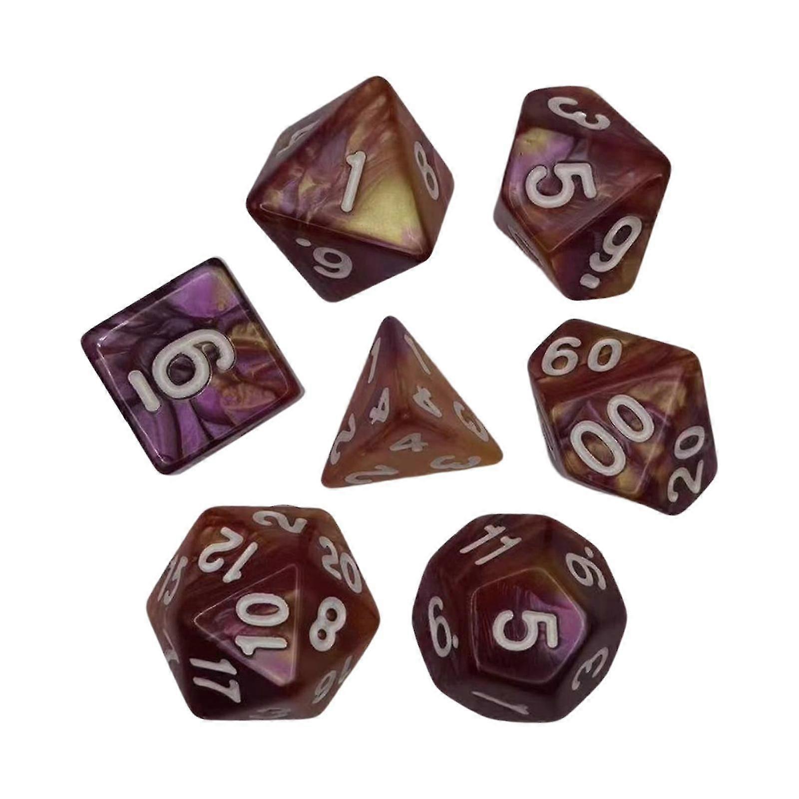 7x Polyhedral Dices Smooth D4-D20 for Math Teaching Bar Table Board Games Violet Aureate