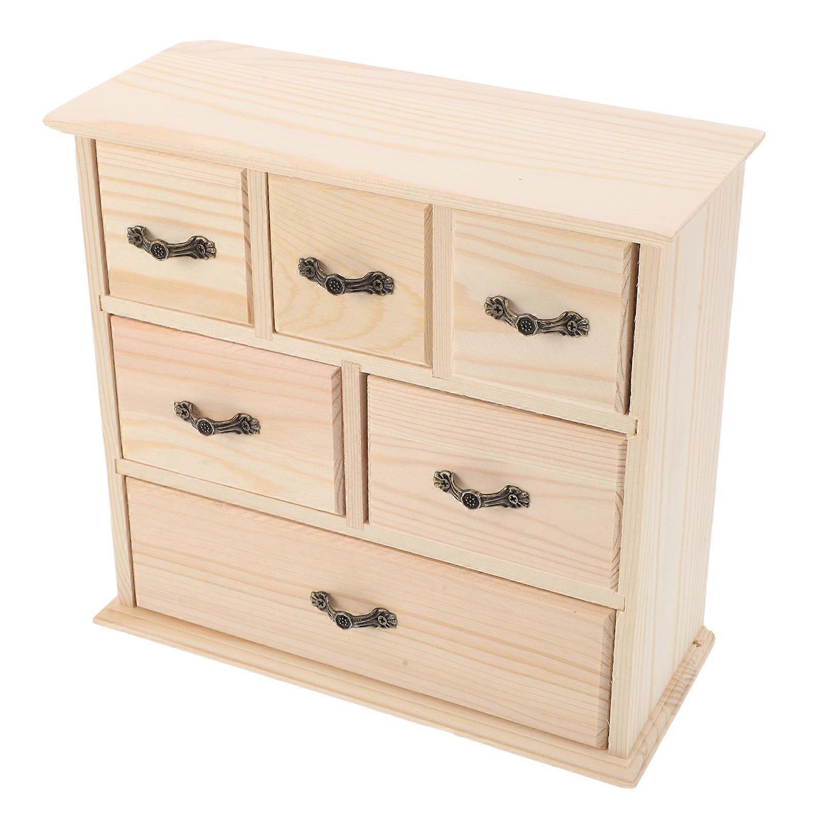 Rustic Storage Box Wooden Desk Organizer For Home School Workplace Beige Rectangular Educational Tool 1Pcs