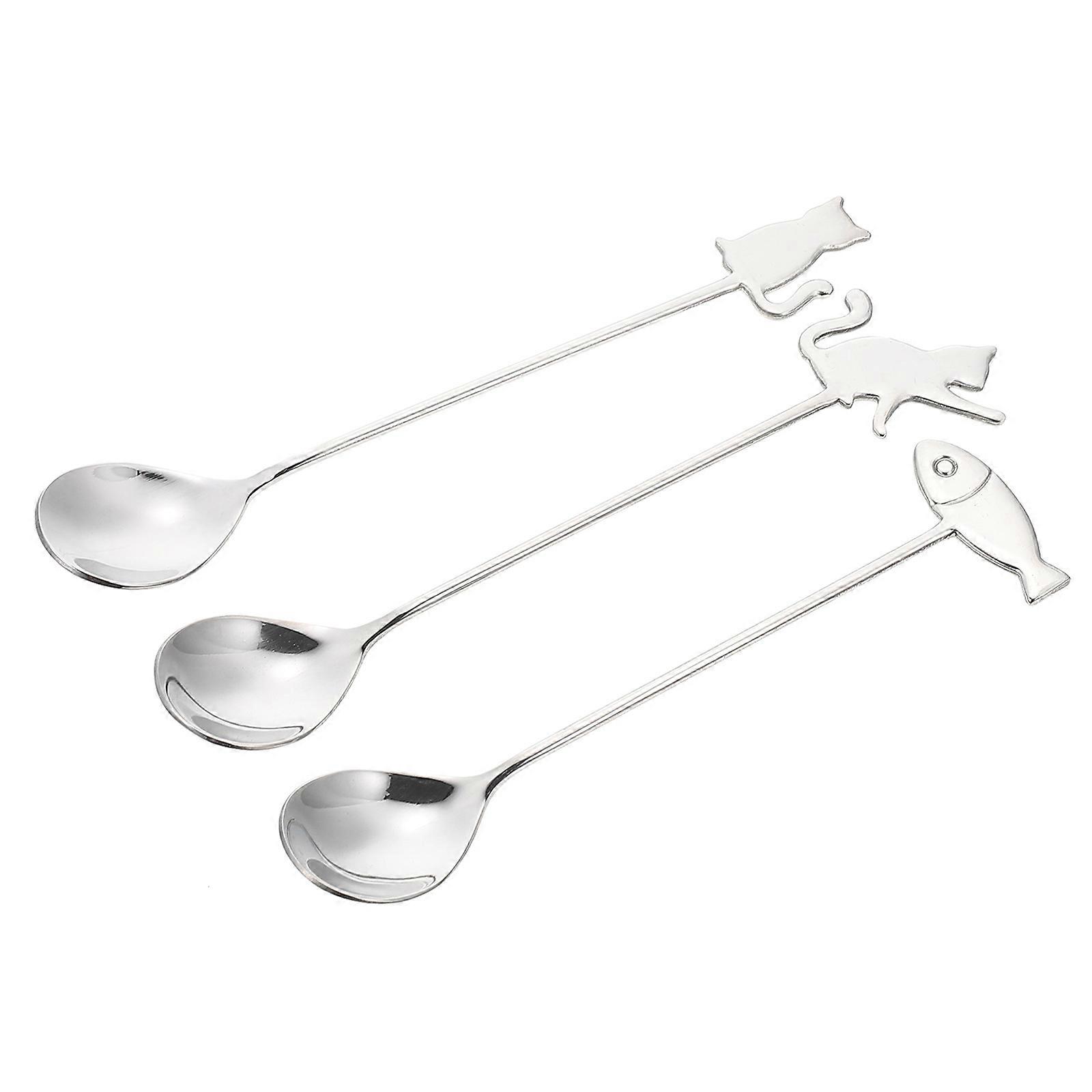 15Pcs Multi-Function Food Spoons for Household Cake Serving Silver