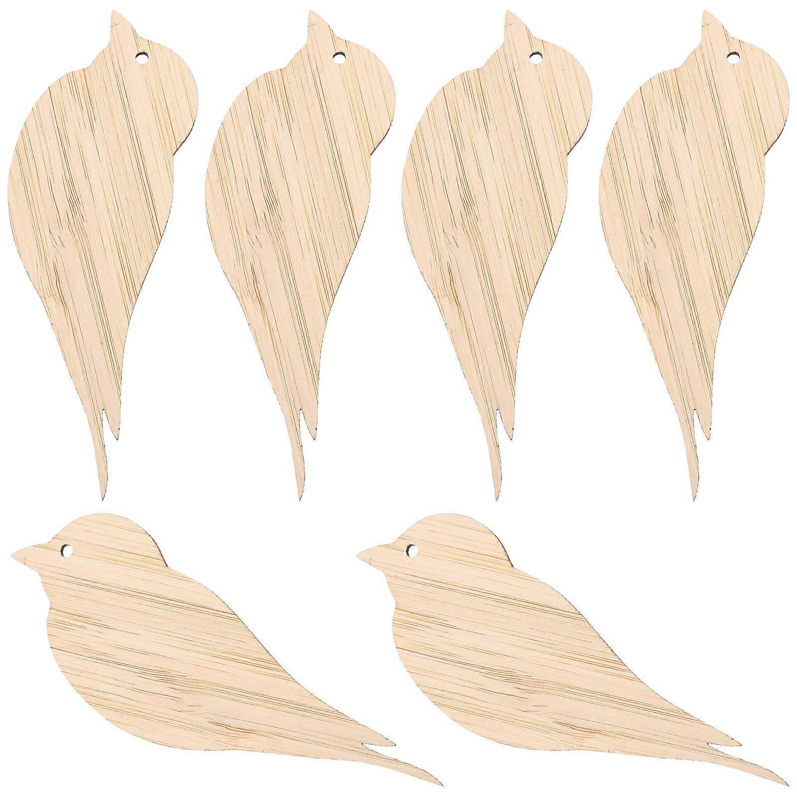 Bamboo Bird Shaped Bookmarks for DIY Hanging Tags 12Pcs Set