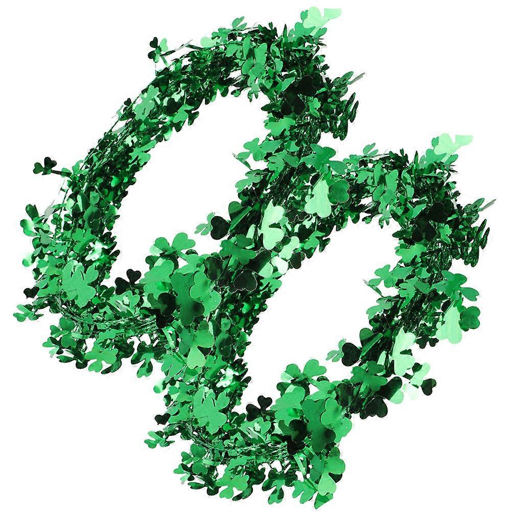 St Patricks Day Clover Wreath Decorative Props for Party 10Pcs