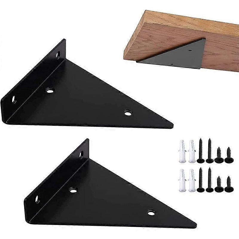 Minglan 2 Pcs Floating Shelf Brackets, Metal Floating Triangle Shelf Bracket Concealed Wall Shelf Bracket