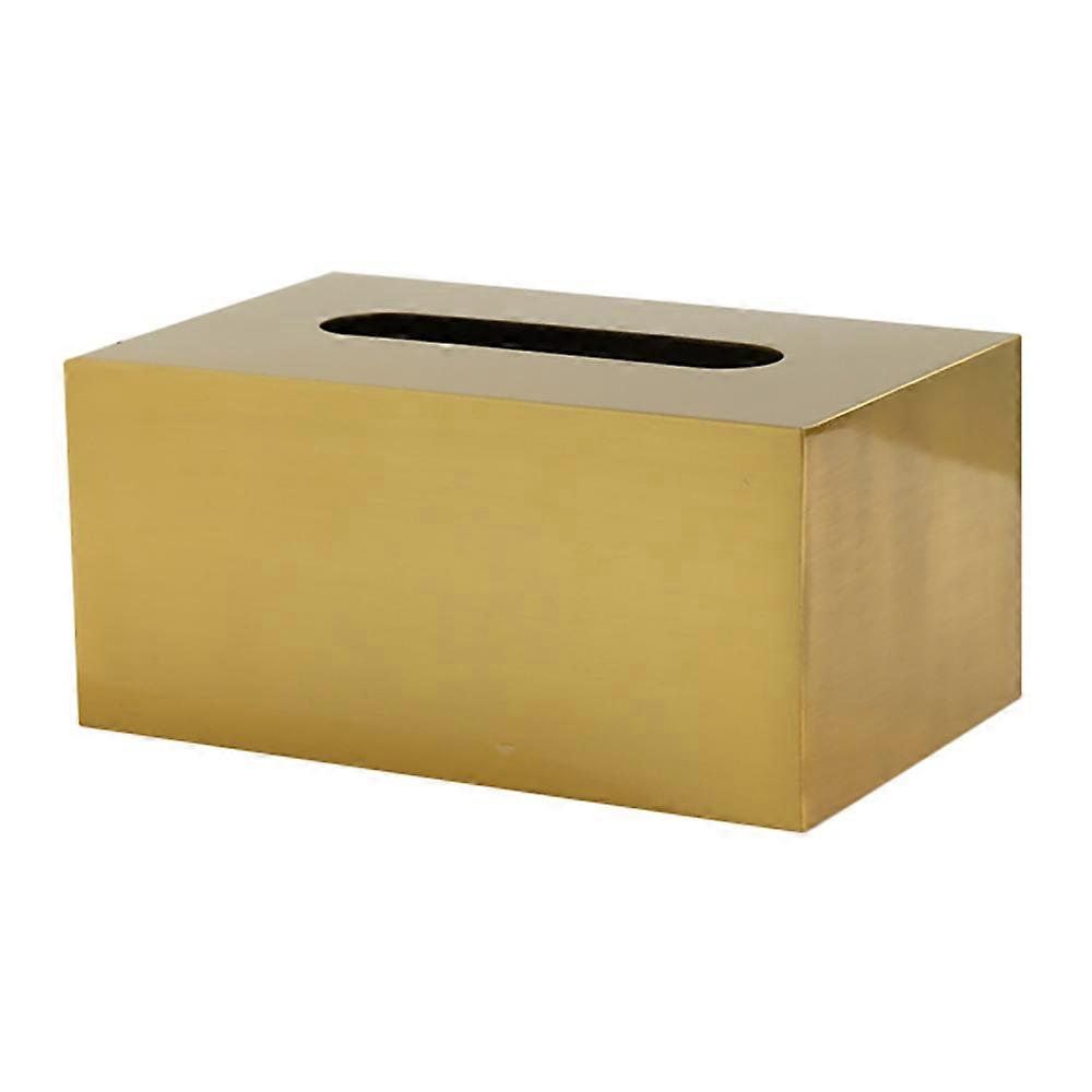 1Pc Metal Tissue Box Square Golden Rectangle Storage Home Decor D