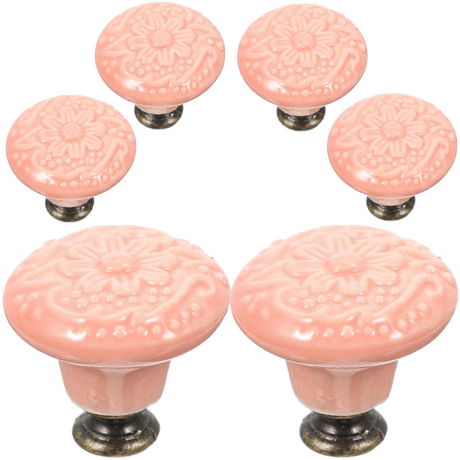 Decorative Pink Ceramic Cabinet Knobs for Drawers 24Pcs Pack
