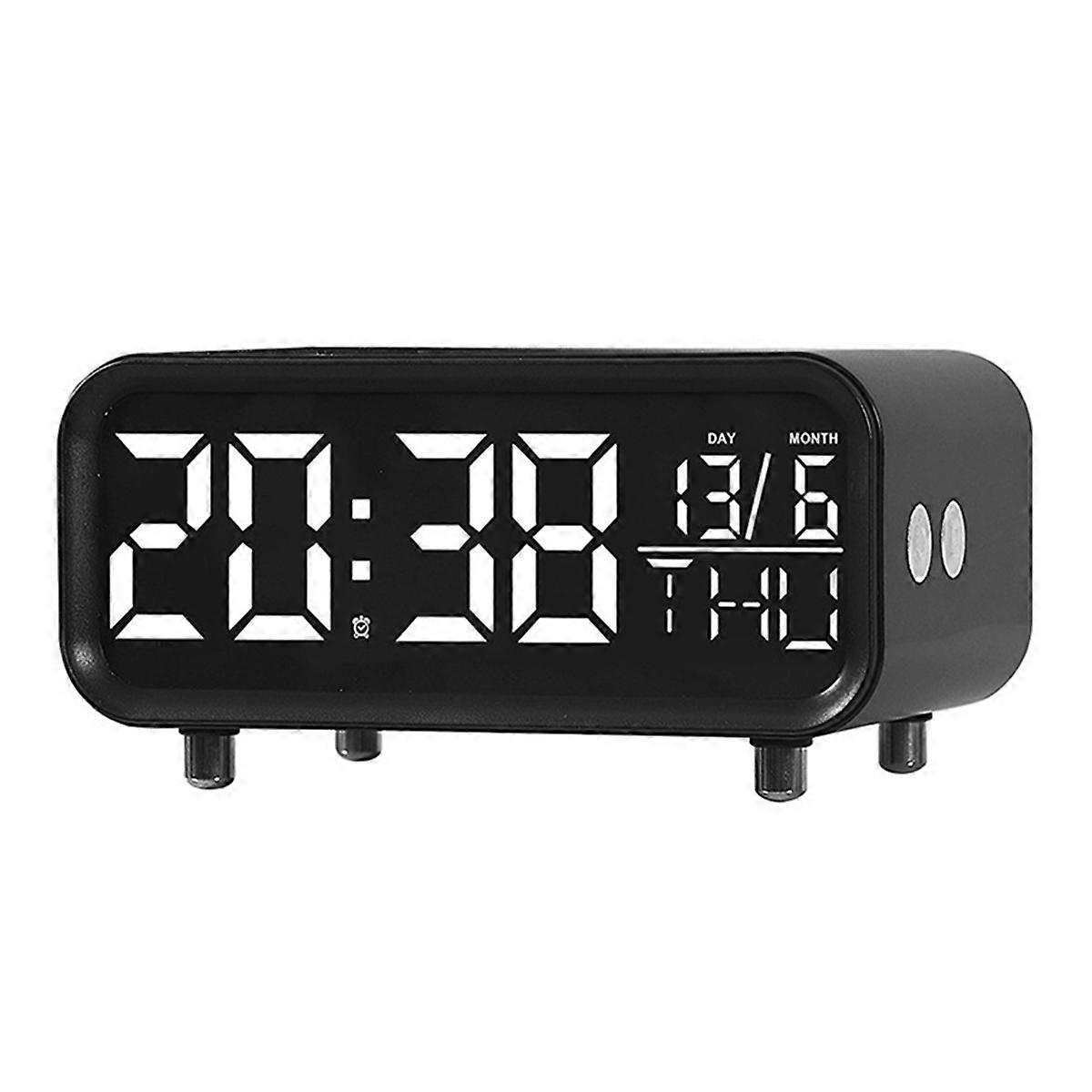 LED Wireless Charging Desk Clock Multifunctional Light Clock Black