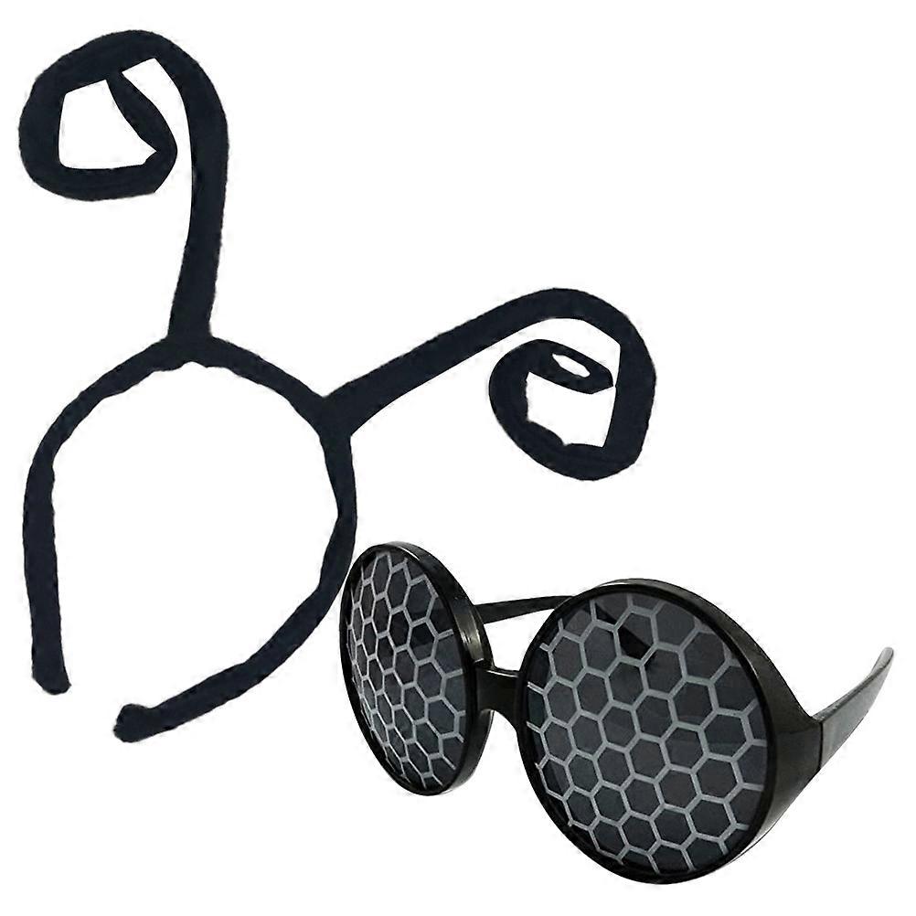 Bug Antenna Headband Decorative Headband for Party 3Sets Black Fabric Plastic
