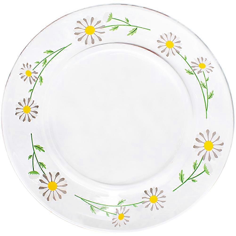 Salad Plate Glass Dish with Daisy Pattern for Home 2Pcs