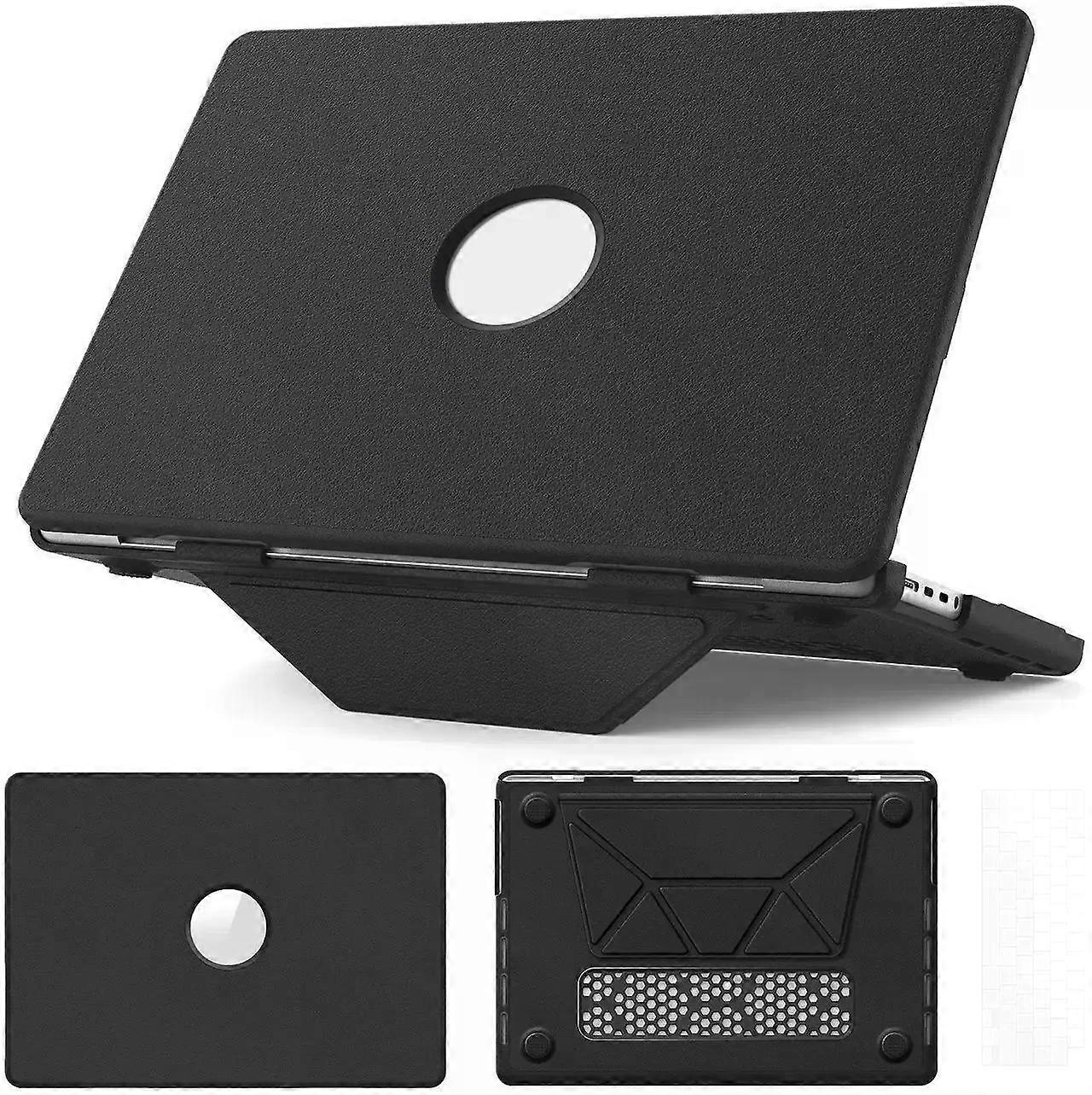 for MacBook Pro 14 inch Case 2025-2021 M4 M3 M2 M1 Pro/Max A3401 A3185 A3112 A2992 A2918 A2779 A2442, PU Leather Hard Shell Cover with Foldable Kickst