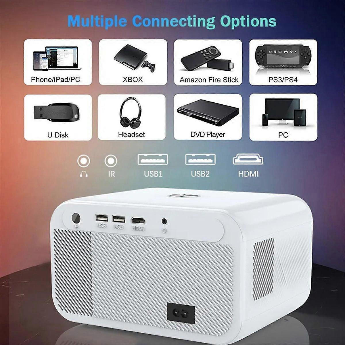 1080P Full HD 4K Projector Android 350ANSI Lumen 2.4 +5G-EU Plug