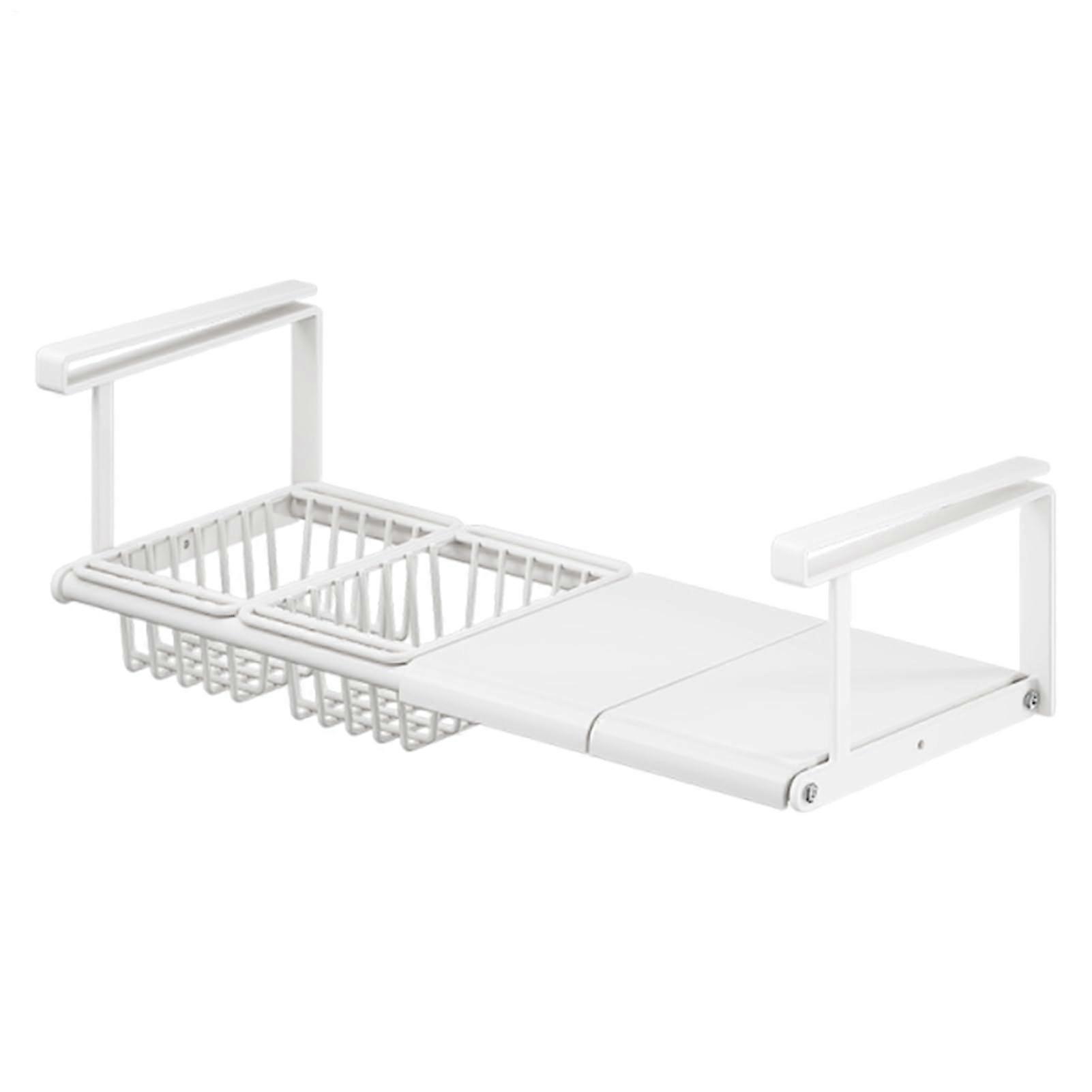 Under Shelf Basket Organizer, Cabinet Wire Rack, White, SpaceSaving Pantry Laundry Bathroom Dorm RV, Easy Slide Design