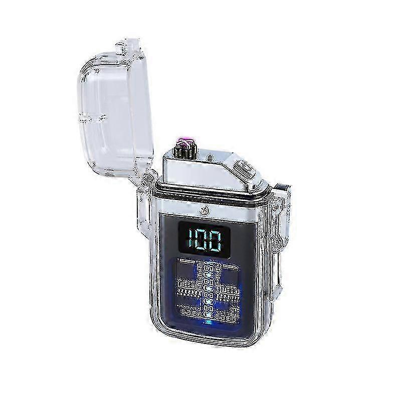 Isqueiro elétrico de arco duplo à prova d'água isqueiro recarregável com indicador de bateria