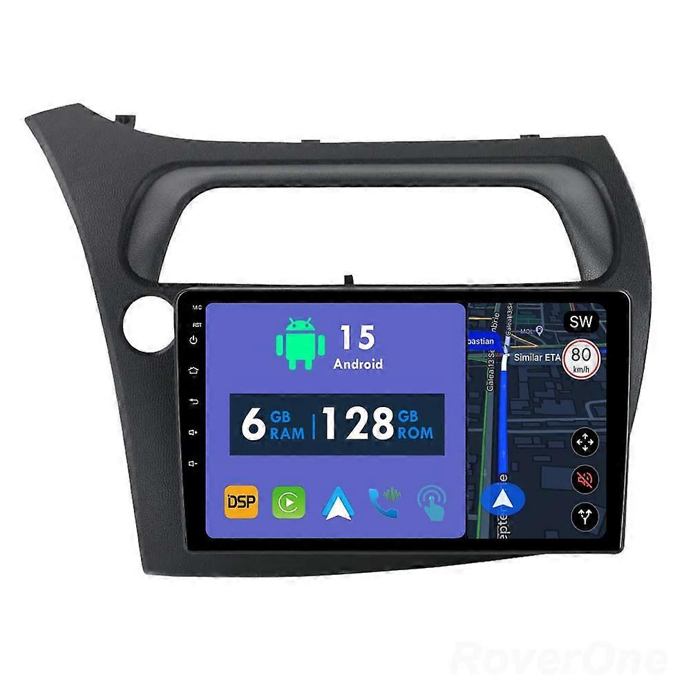 Car Radio 6G+128G CarPlay GPS Navigation Head Unit for Honda Civic Hatchback 2006 - 2012 Android Auto Bluetooth Stereo Touch Screen
