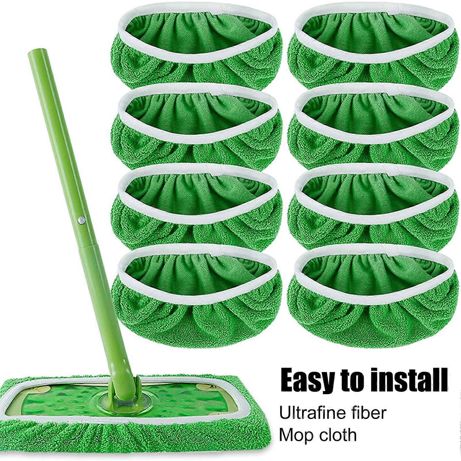 Flat Mop Cloth Wet Dry Dual Use, Ultra Soft Thickened with Elastic Band, Coral Fleece/Microfiber/Chenille, Replacement S/L, Water Absorption Cleaning