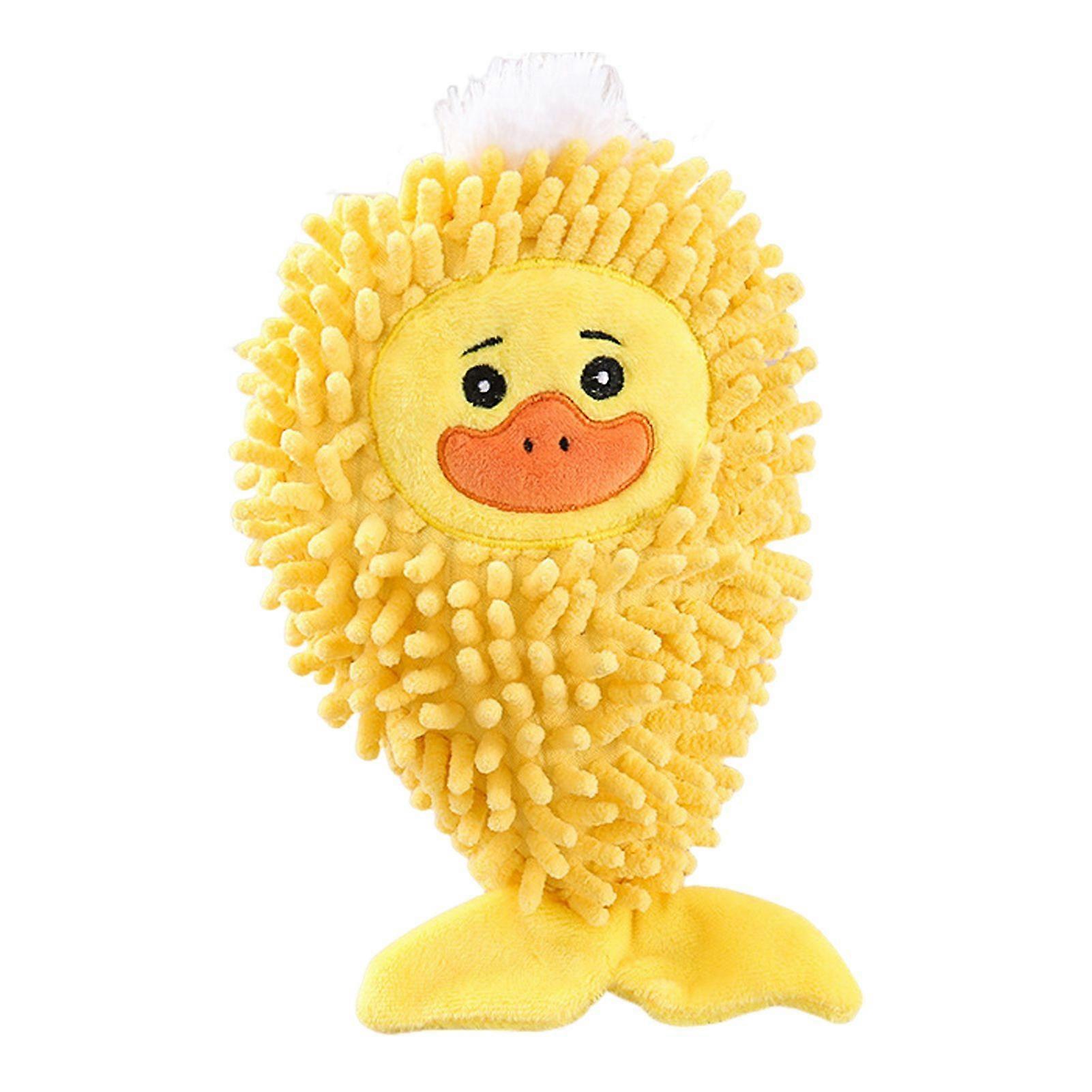 Plush Squeaky Dog Toy Mop Fish Shape Stuffed Crinkle Chew Toy for Aggressive Chewers Interactive Puppy Teeth Cleaning Toy for Small Dogs