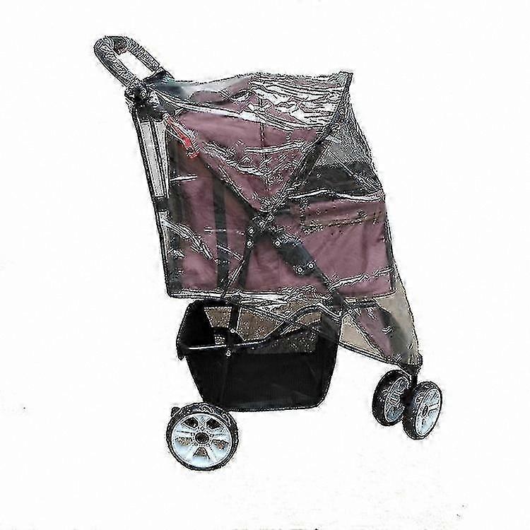Transparent Rain Cover for Pet Strollers - Windproof, Dustproof, and Waterproof Protection for Three-Wheeled Dog Strollers