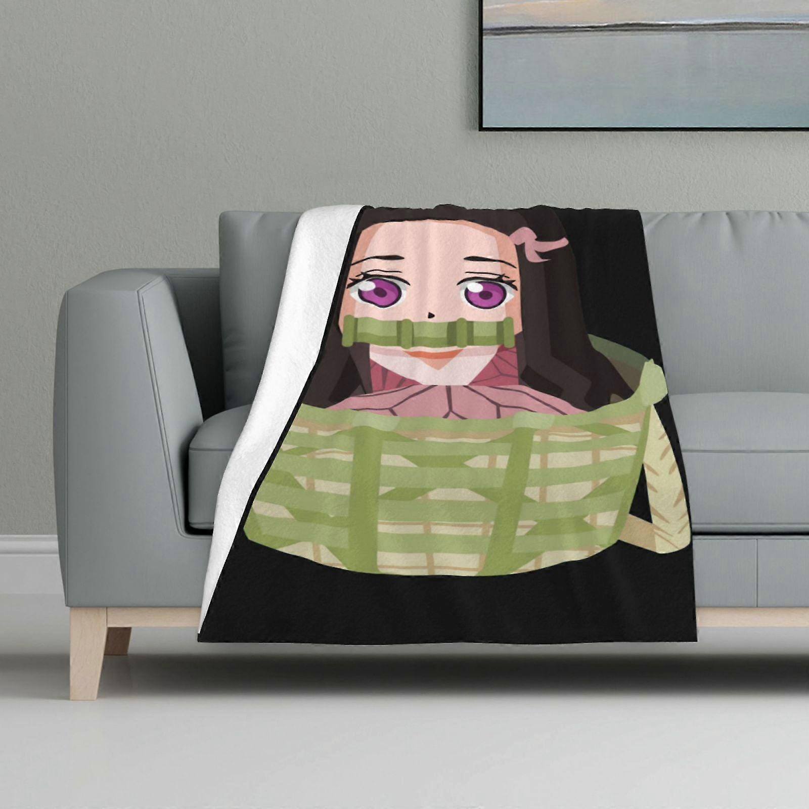 Blanket Multicolour Printed Blanket Super Soft Flannel Lightweight Fluffy Plush Bed Blanket Kimetsu No Yaiba
