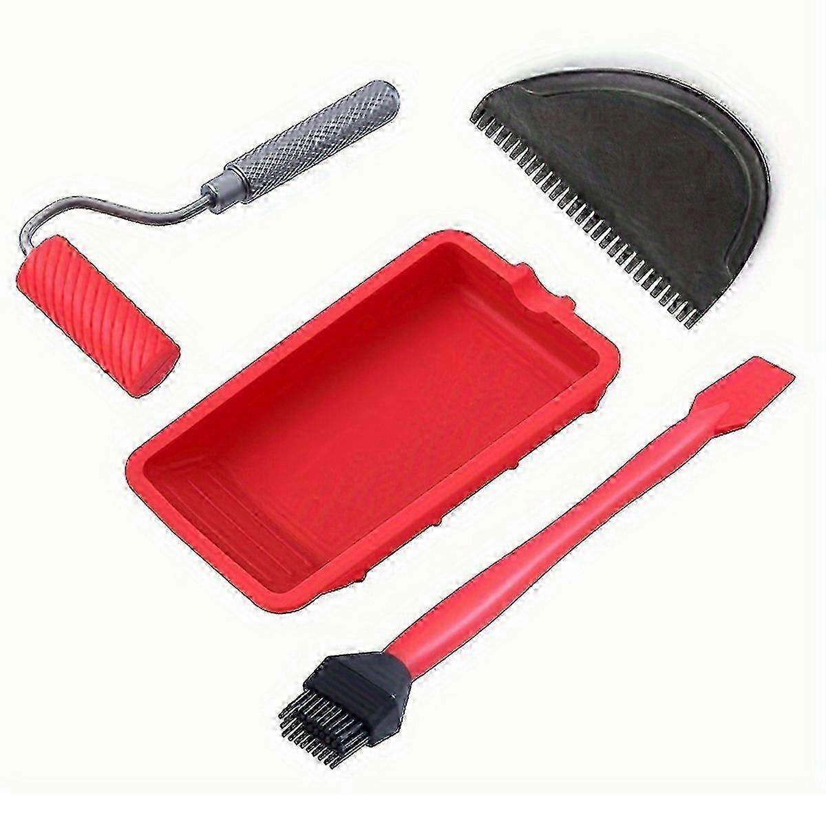 4PCS Silicone Glue Applicator Kit - Reusable Wood Glue Brush Set with Spreader & Frother for Crafts Edition 1107