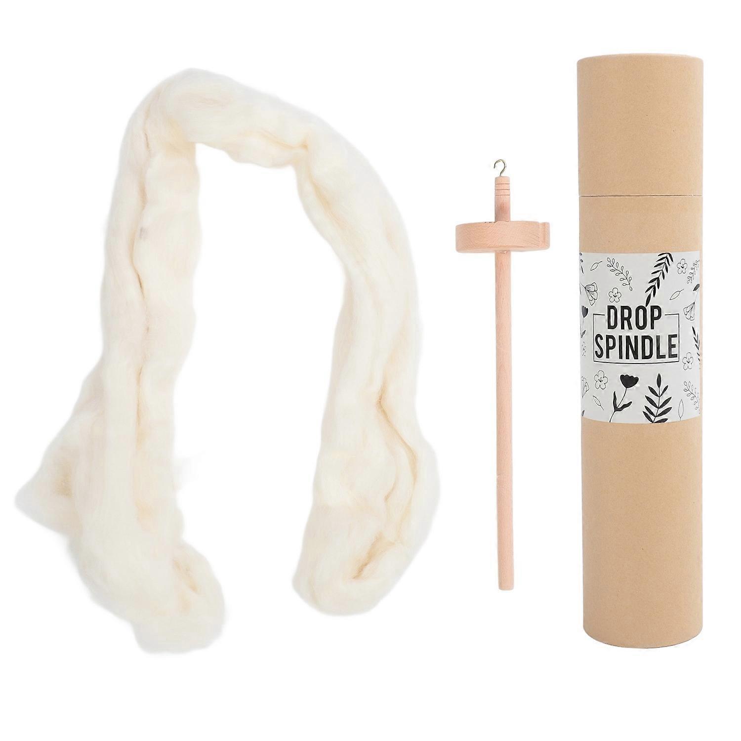 Wooden Drop Spindle Professional DIY Yarn Spinning Kit with Wool Top for Beginners for Sewing Access