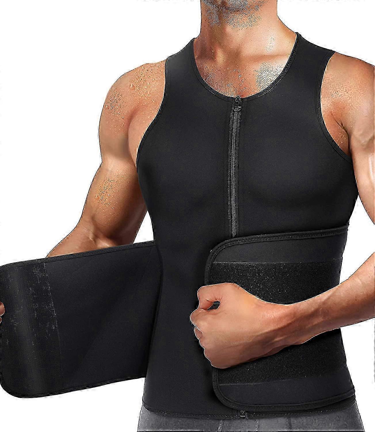 גברים אפוד זיעה סאונה ניאופרן להרזיה חגורת זיעה Fitenes ספורט טנק עליון-mxbc