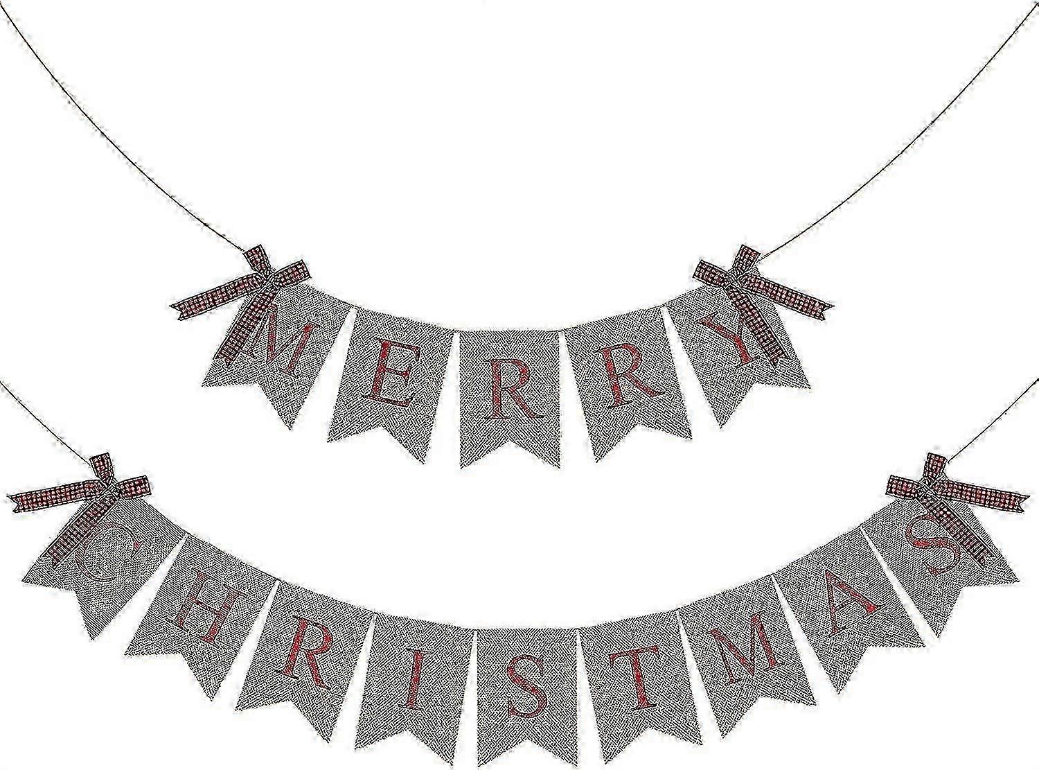 Merry Christmas Burlapbanner Vintage Christmas Banner For Christmas Party