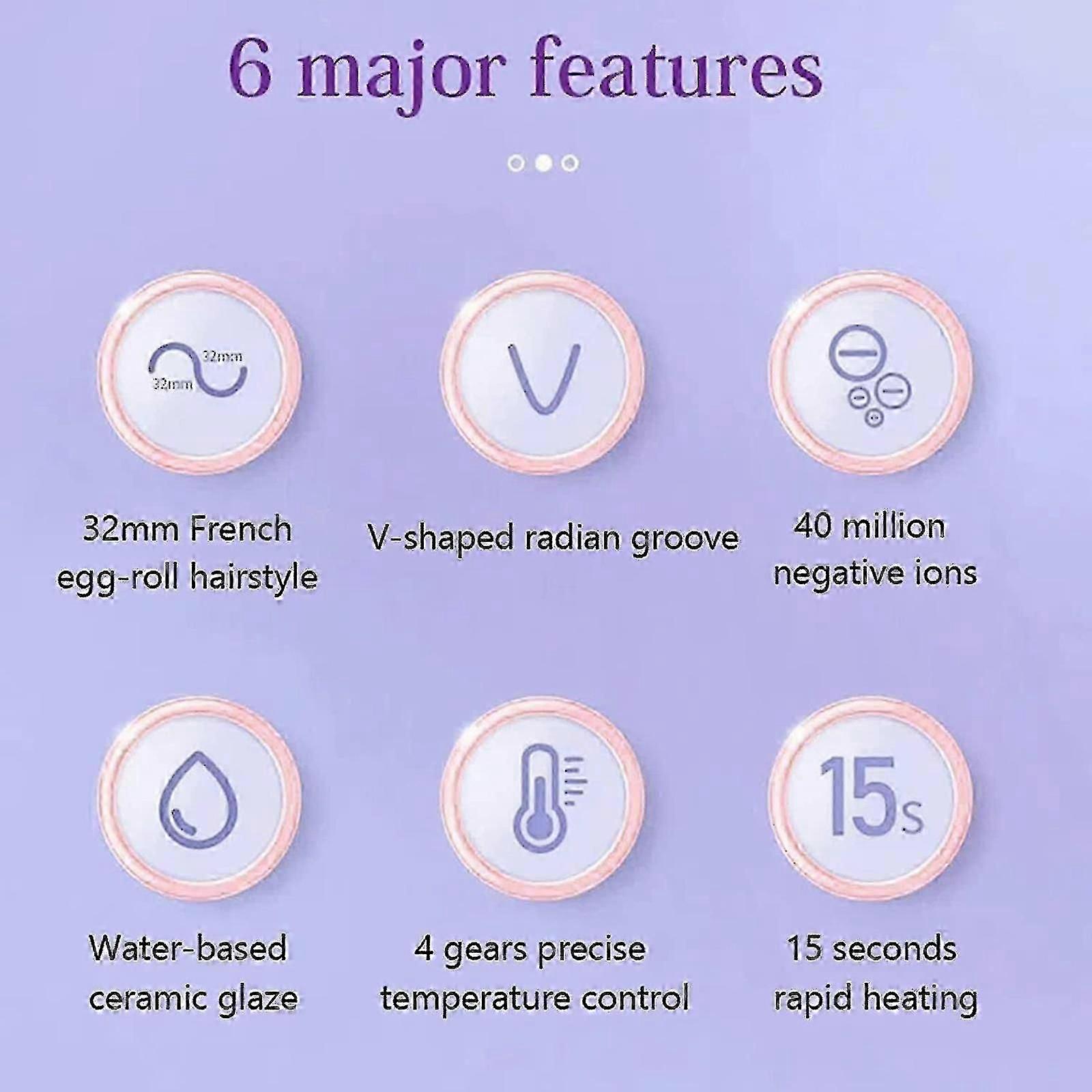 Ionic V-Shaped Hair Curling Iron for Beach Waves, French-Style Egg Roll Curls with Water Ripple Design