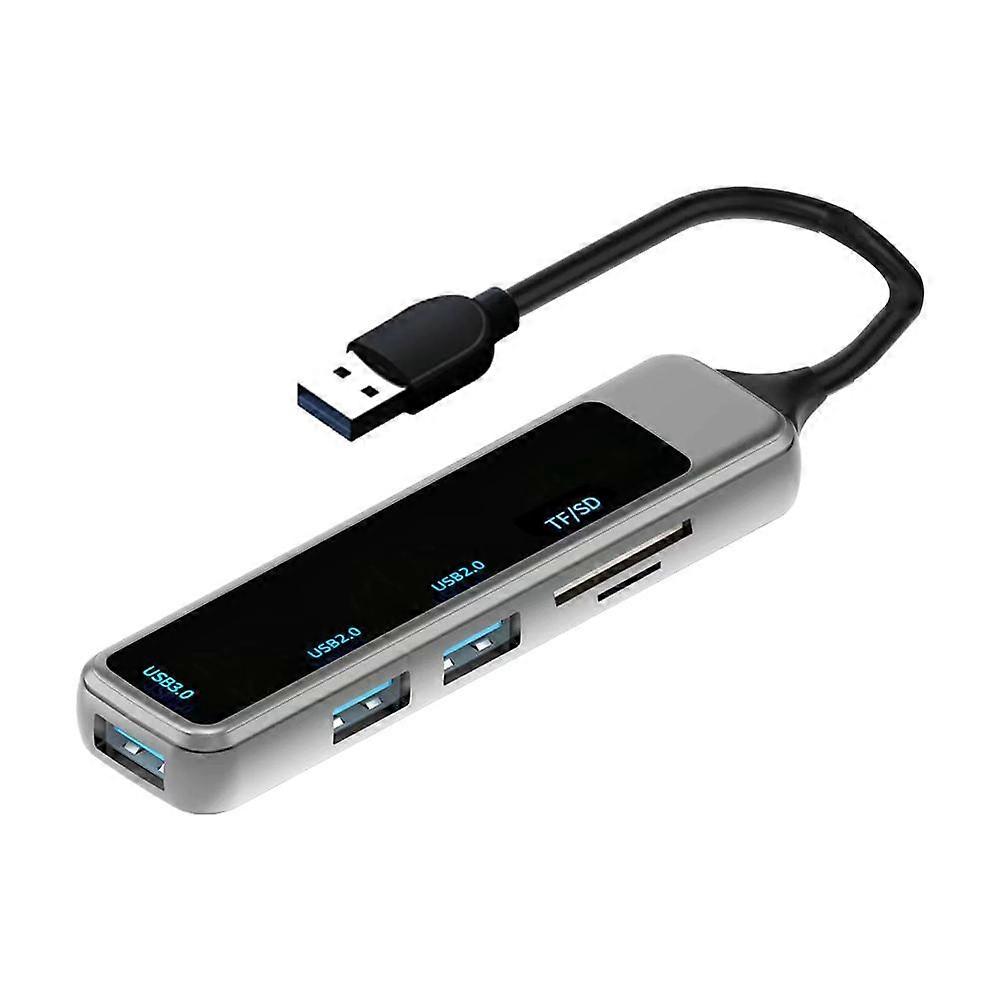 Compact Gray USB C Hub with 3 USB Ports SD TF Card Reader for Laptop and Tablet Connectivity