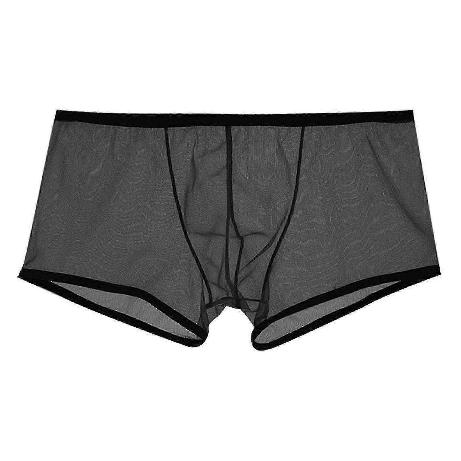 Fianao Men Panties U Convex Color Matching Stretchy Low Waist Mesh See Through Underpants Underwear