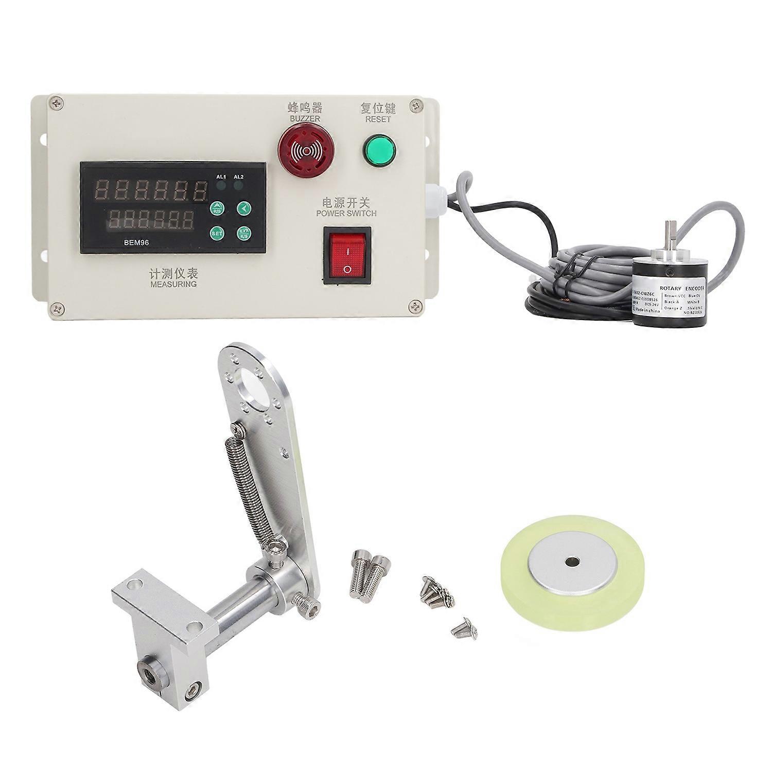 Digital Yard Meter Counter with Spring Bracket 6 Digit Roller Cable Wheel Length Meter AC100‑240V