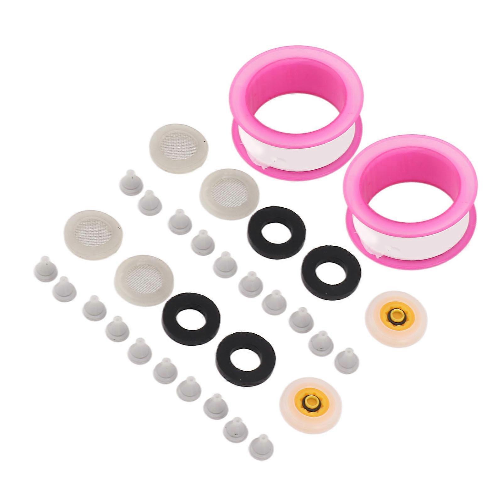 2 Set Silicone Shower Head Nozzles with Rubber Gasket Screen Flow Restrictor PTFE Tape Kit
