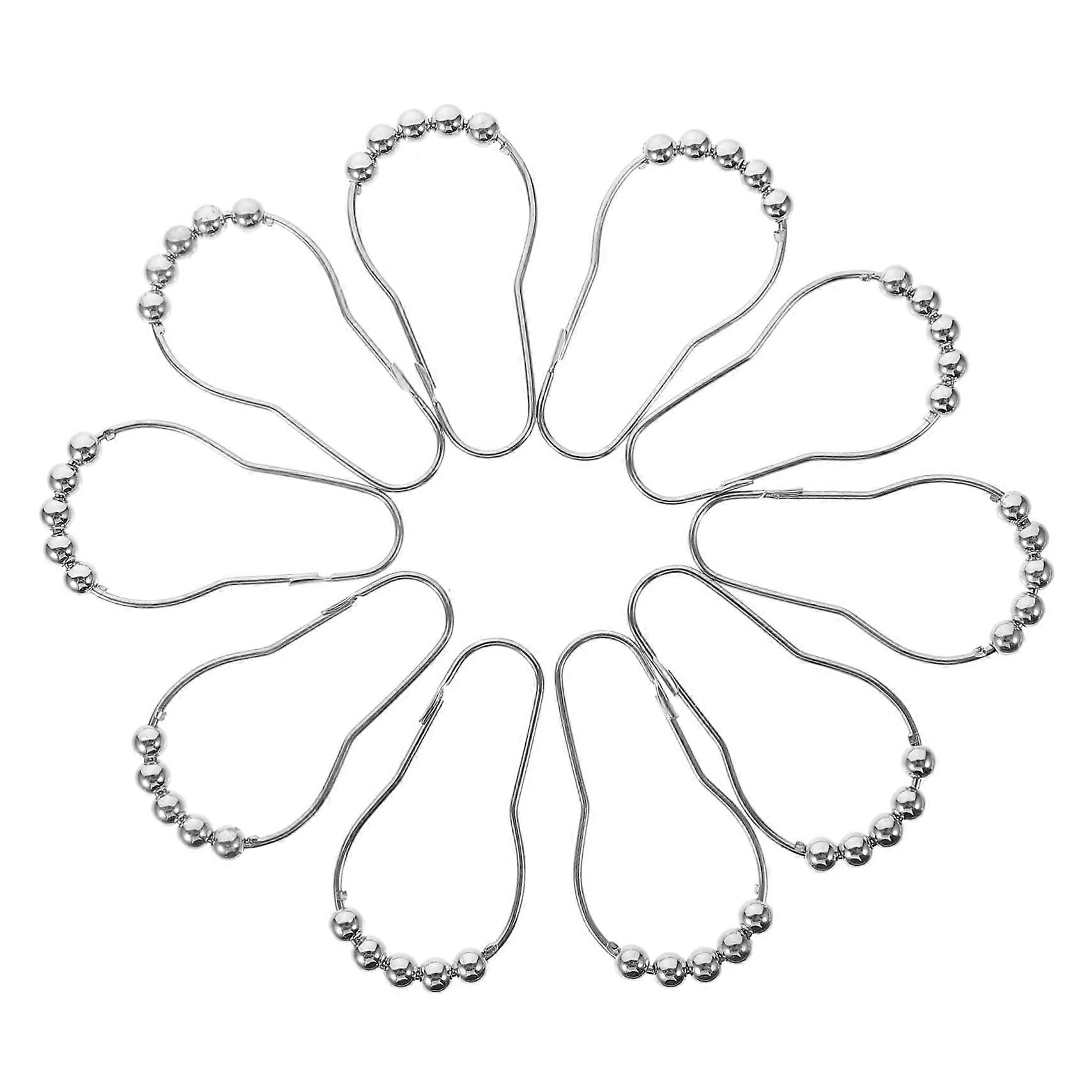 24pcs Shower Curtain Rings with Glide Rollers Rustproof Hooks for Easy Installation and Smooth Hanging