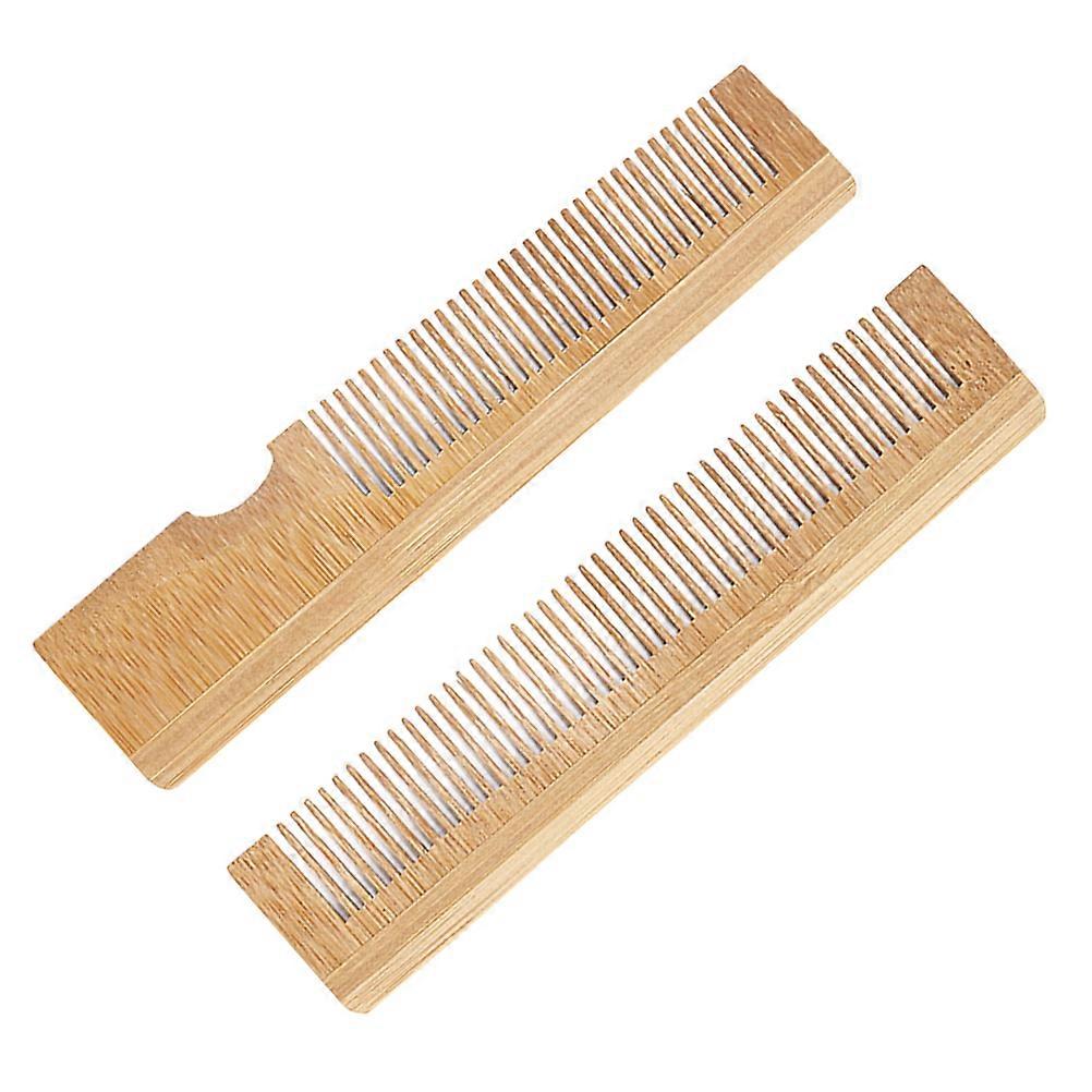 Khaki Beard Comb Mustache Comb for Men 2Pcs Compact Grooming Tool Set