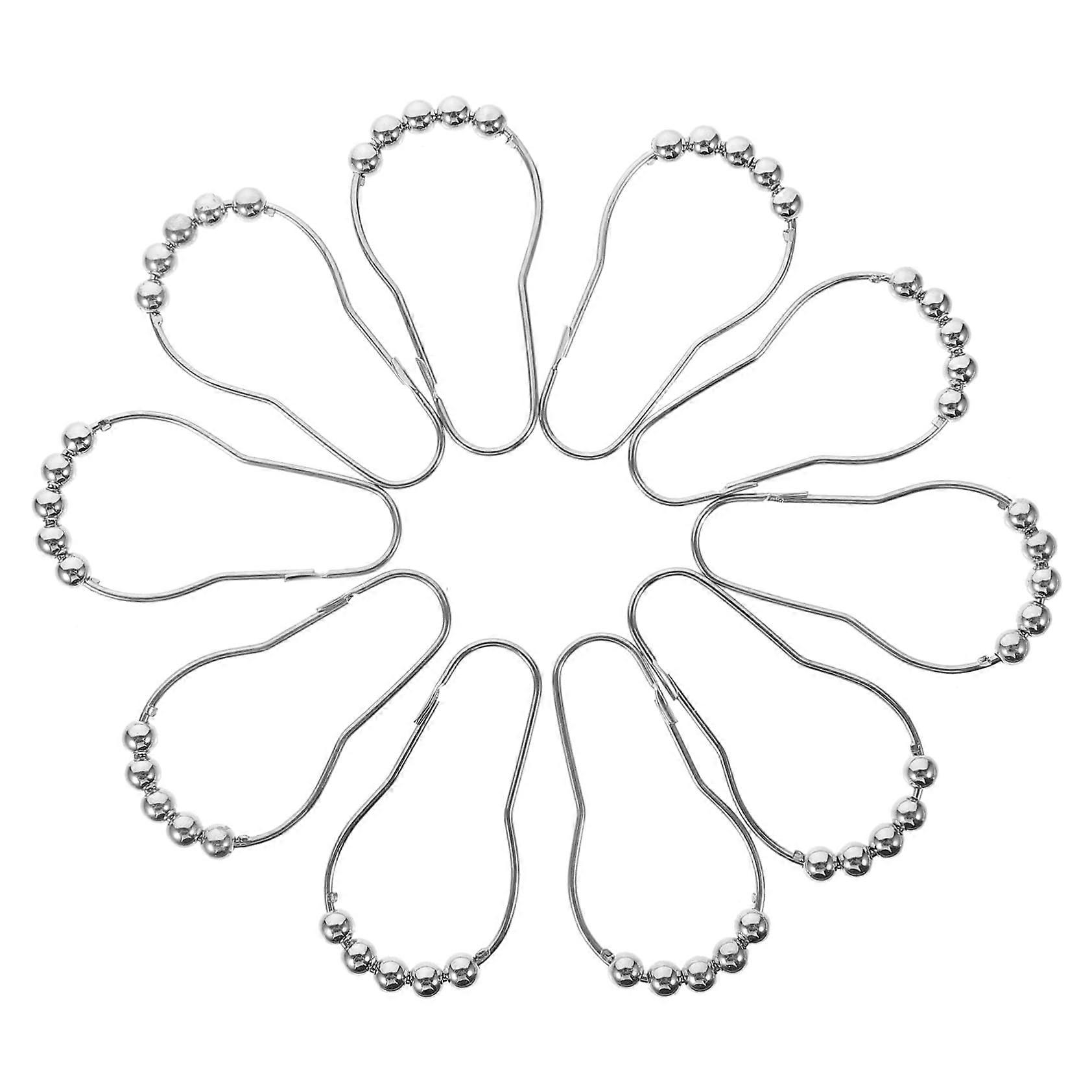 24pcs Rustproof Shower Curtain Hooks with Decorative Beads for Bathroom and Home Decor