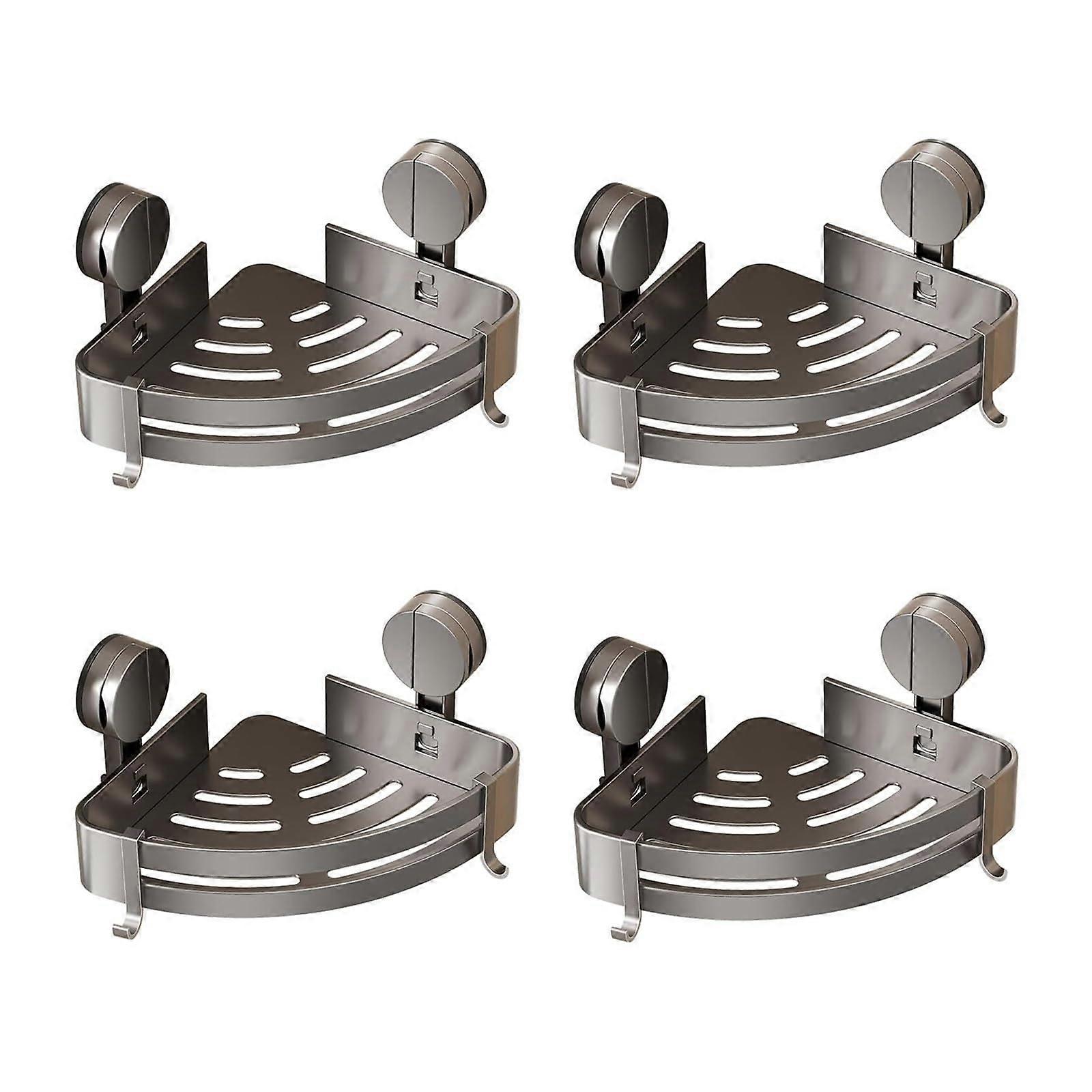 4 Pack Bathroom Corner Shower Caddy with Suction Cup, No Drilling Removable Triangle Storage Shelves