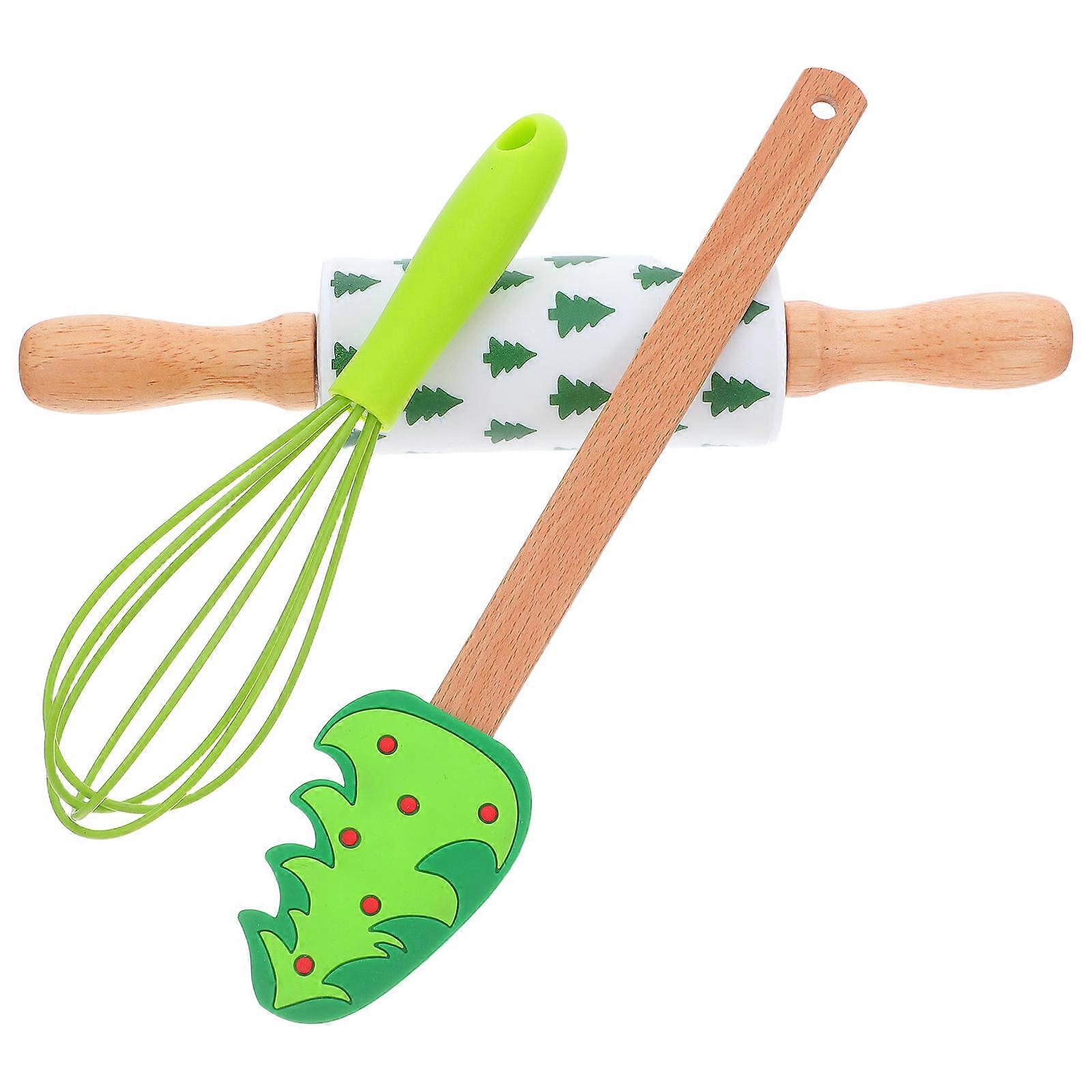 Silicone Holiday Rolling Pin Set for Baking with Whisk 3Pcs Tools