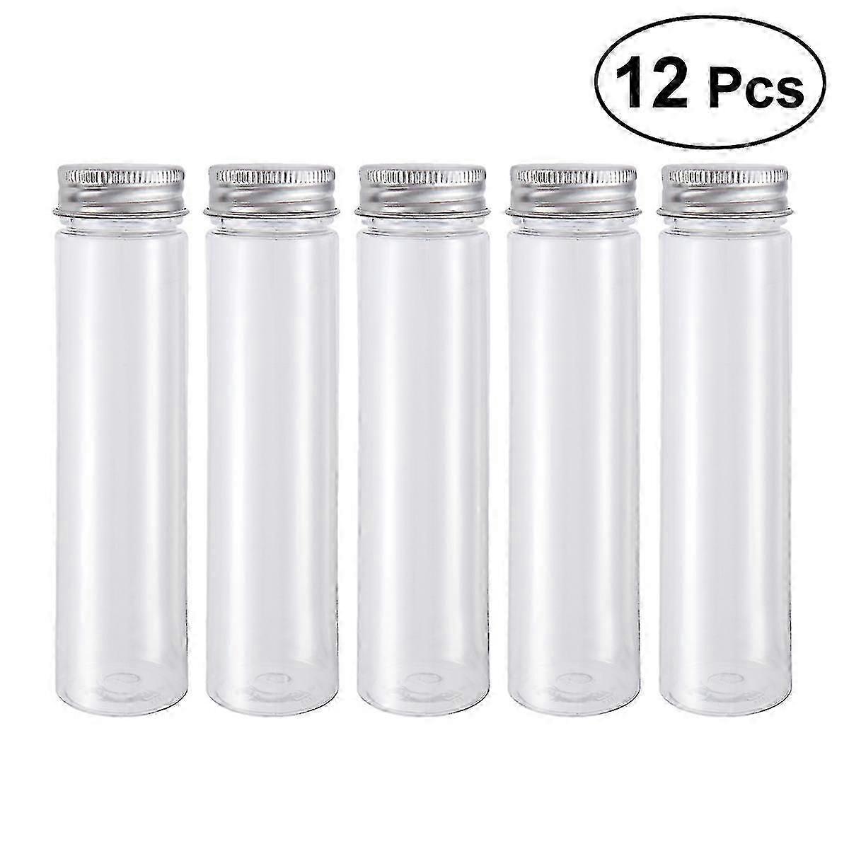 12 Pcs 110ml Clear Plastic Test Tubes with Screw Caps - Ideal for Candy, Cosmetics & Travel Lotion