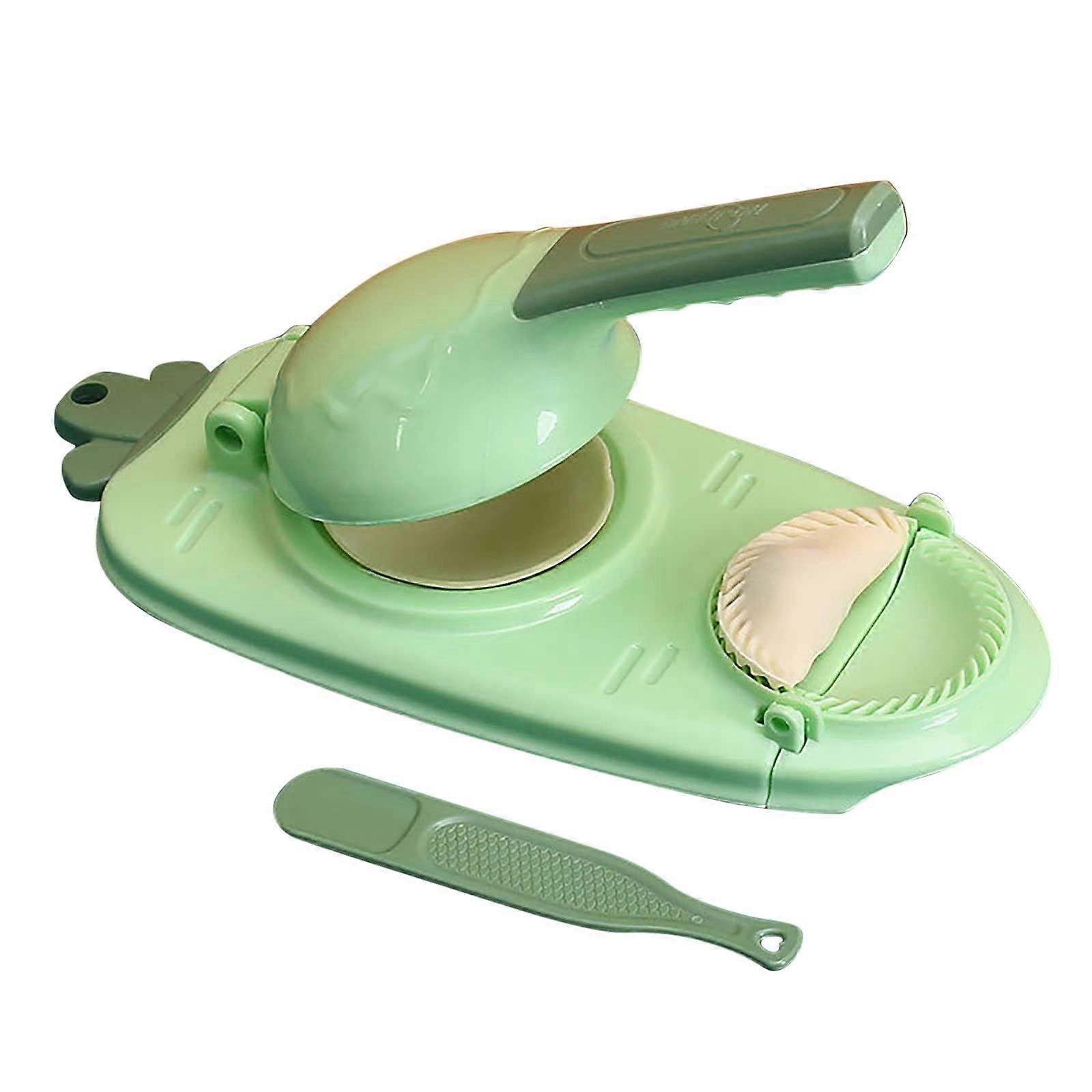 2 in 1 Dumpling Maker and Dough Press with Even Thickness Control for Pierogi and Pastry, Green
