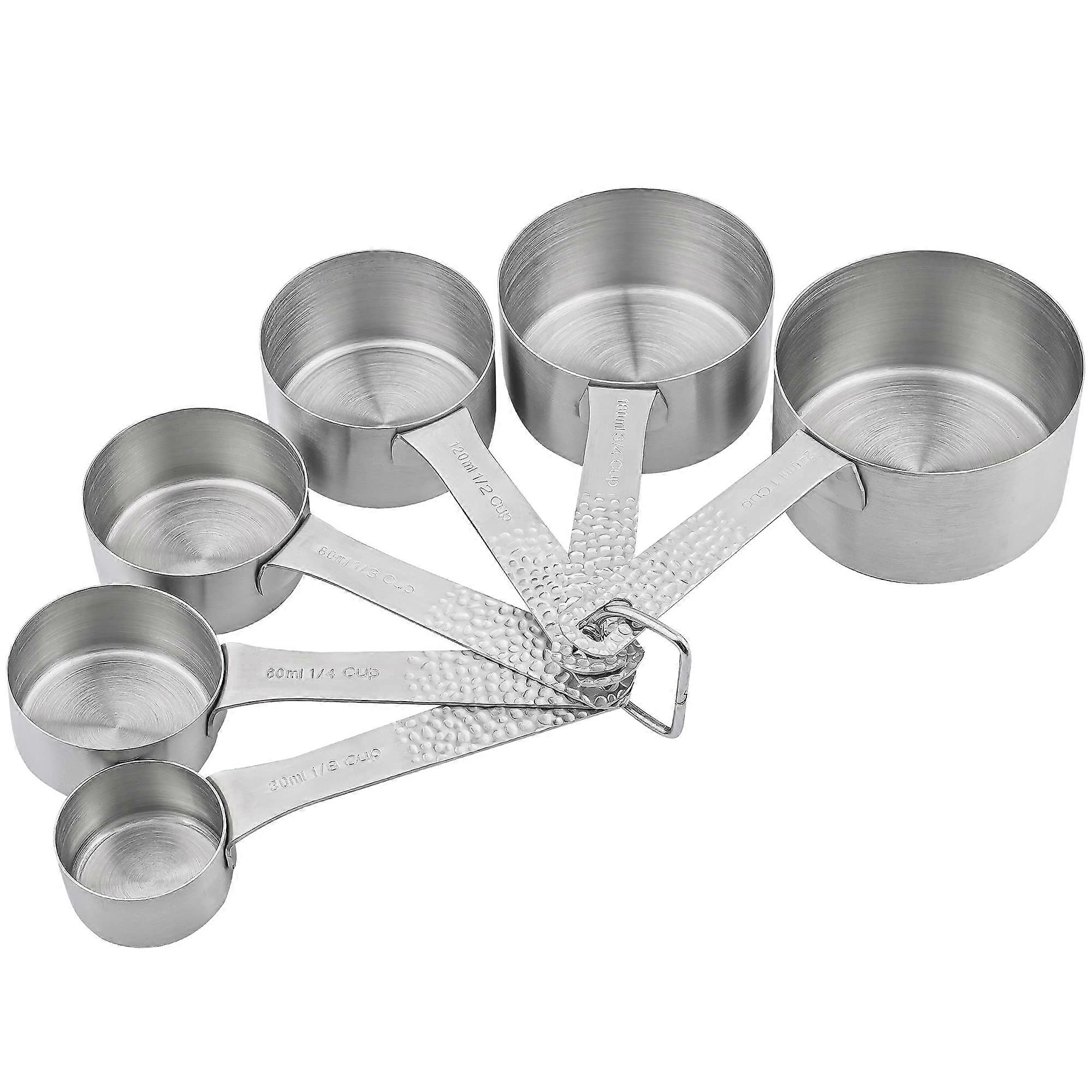 Stainless Steel Measuring Cups Set 6 Piece 18/8 for Baking and Cooking with Accurate Dual Markings