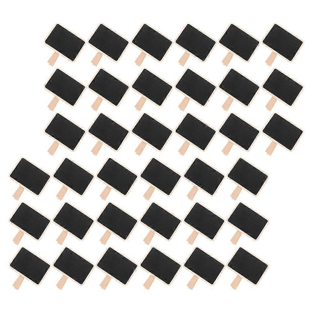 Mini Wood Chalkboard Signs for Message Notes with Clips 50Pcs Black