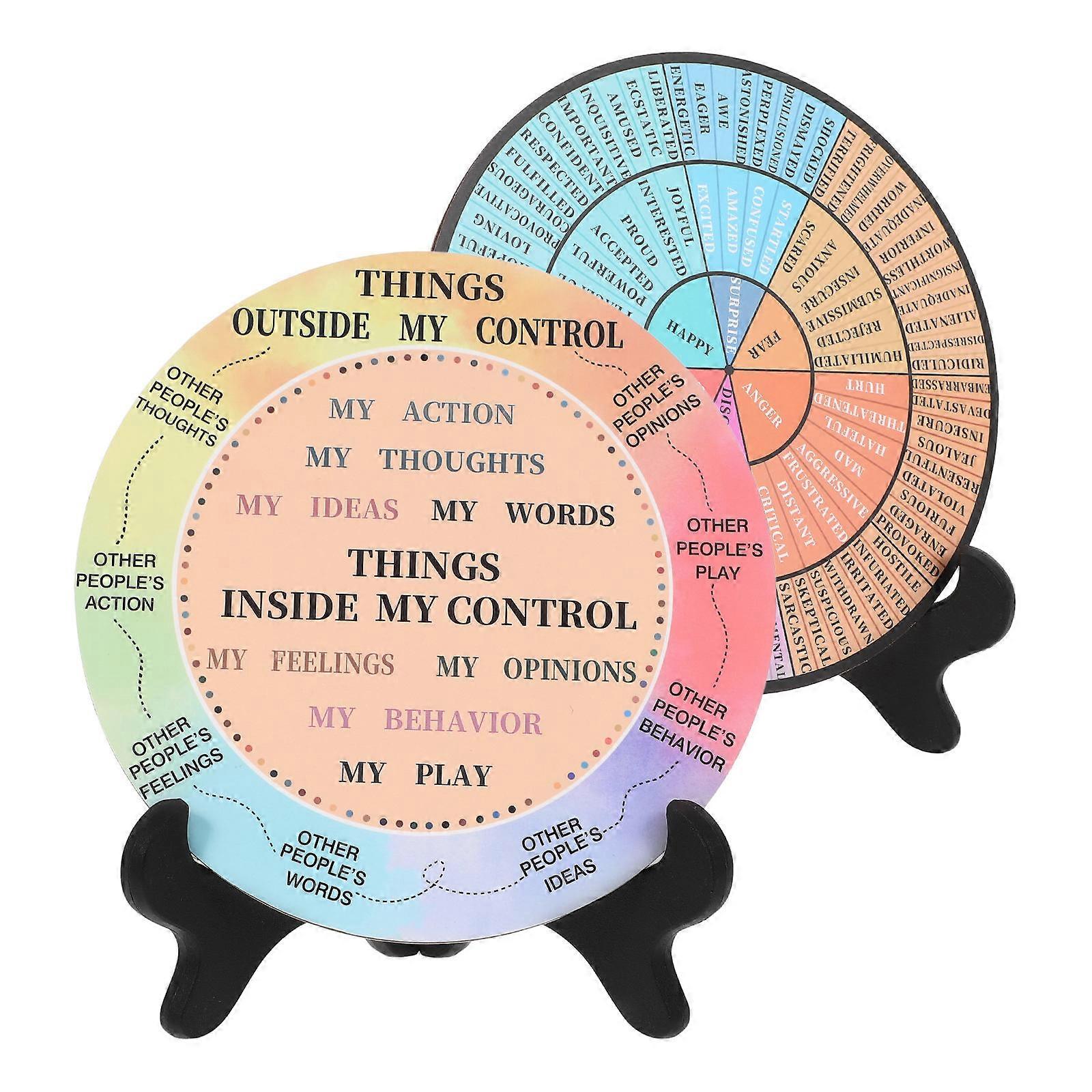 Emotion Wheel with Stand Decorative Feeling Wheel Office Decor 2Pcs