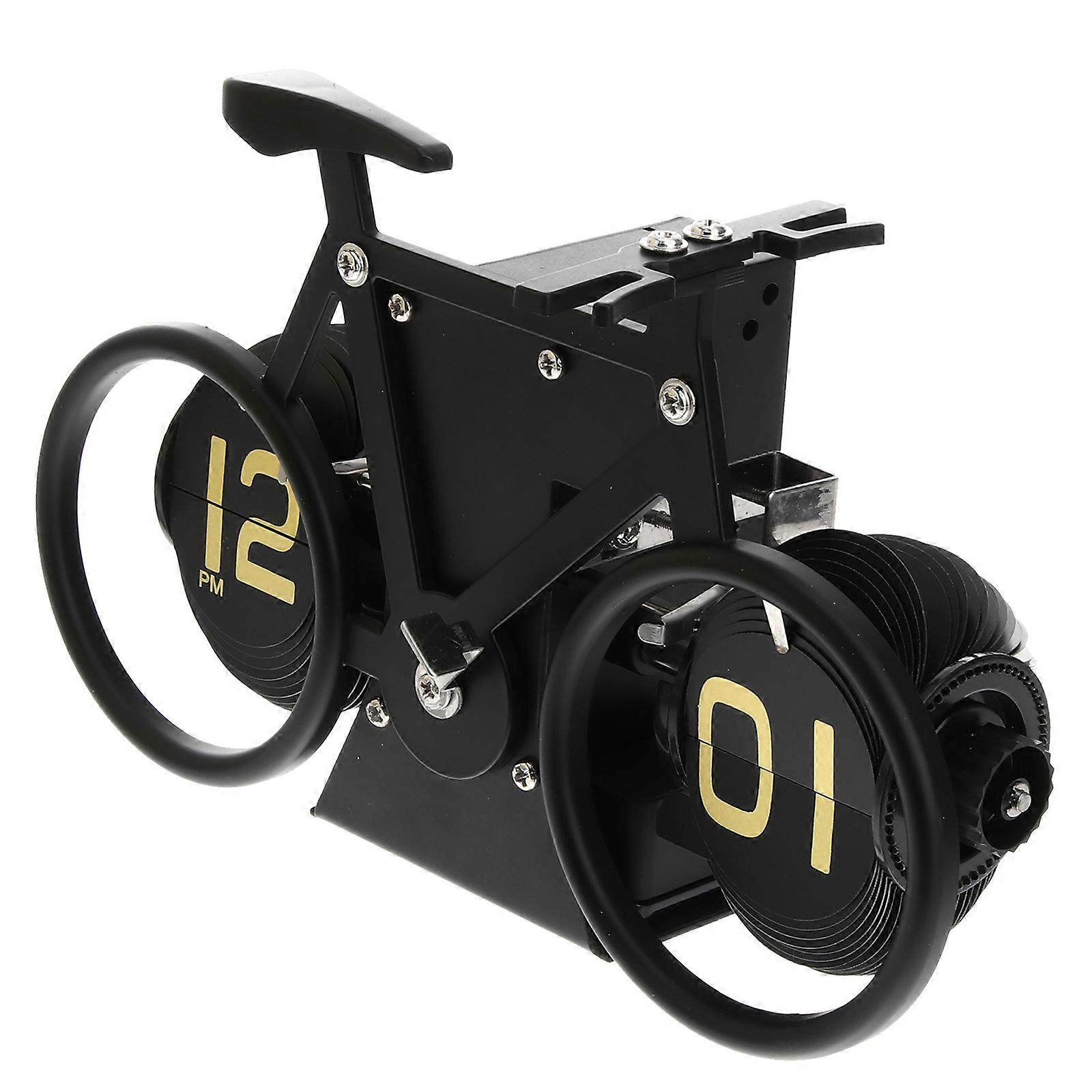 Black Bicycle Flip Clock for Time Keeping 2Pcs Vintage Desktop Clock