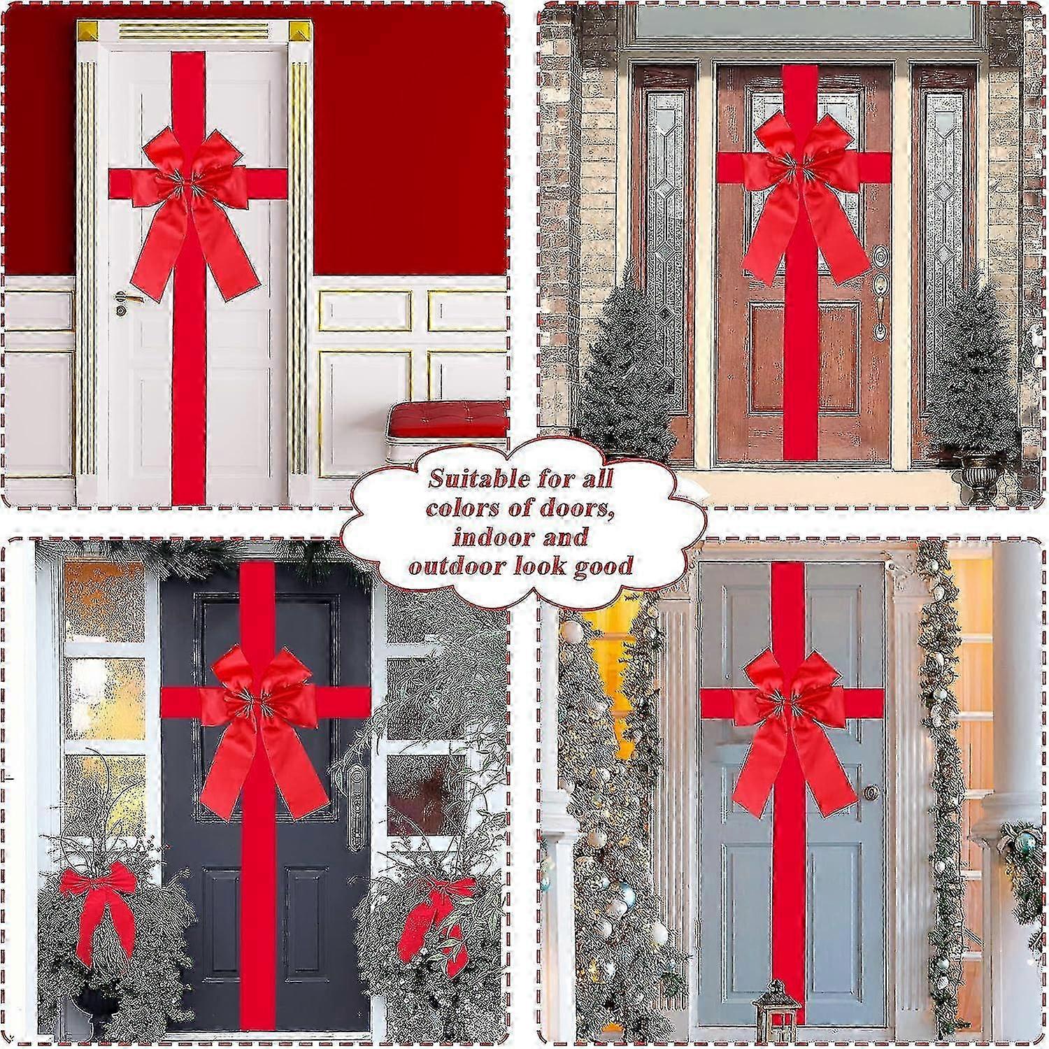 Julskåp Stora Rosetter Stor dörr Spets Julgran Båge Ribbon Röd rosett